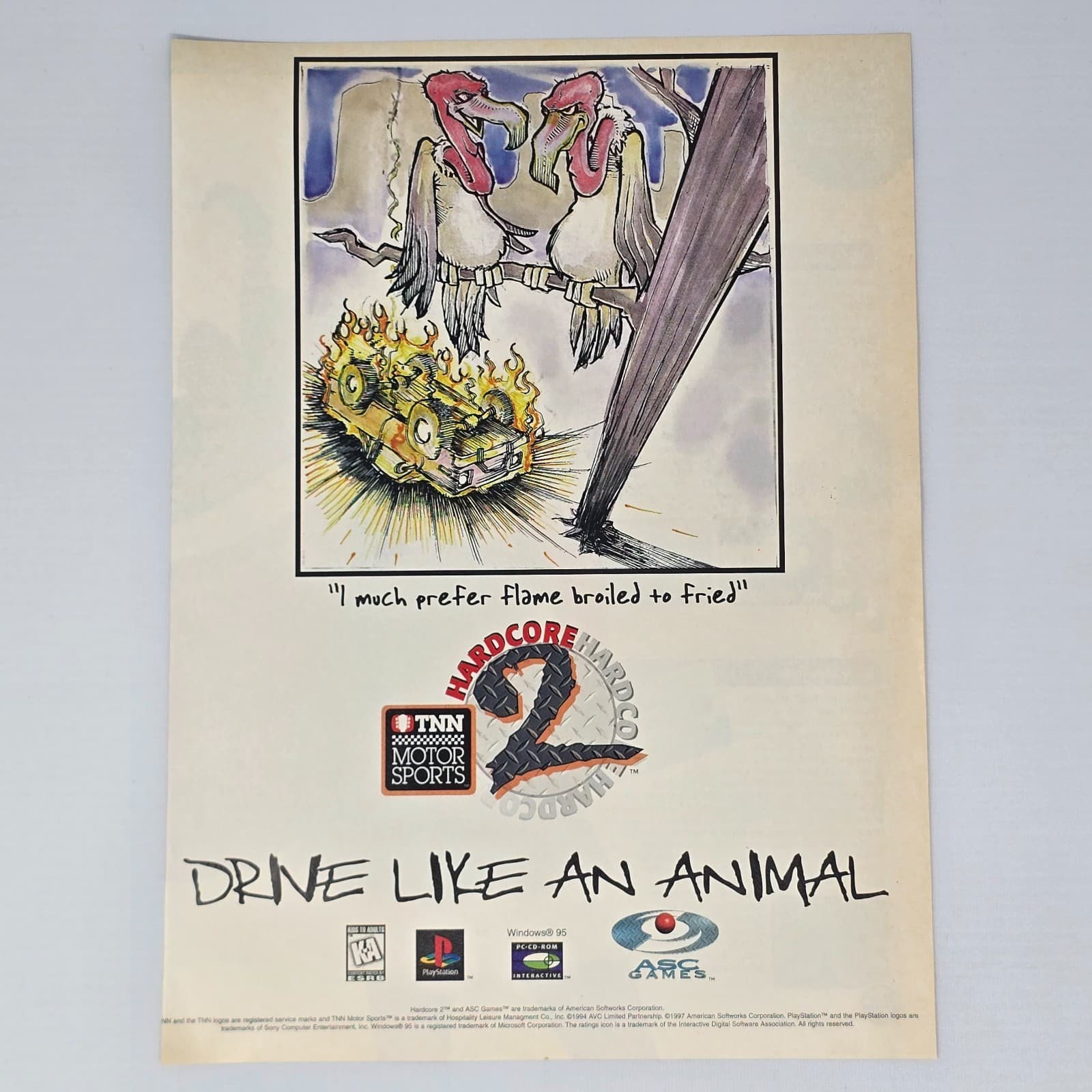 Hardcore TNN Motor Sports 2 PlayStation PS1 PC Animal Print Ad/Poster