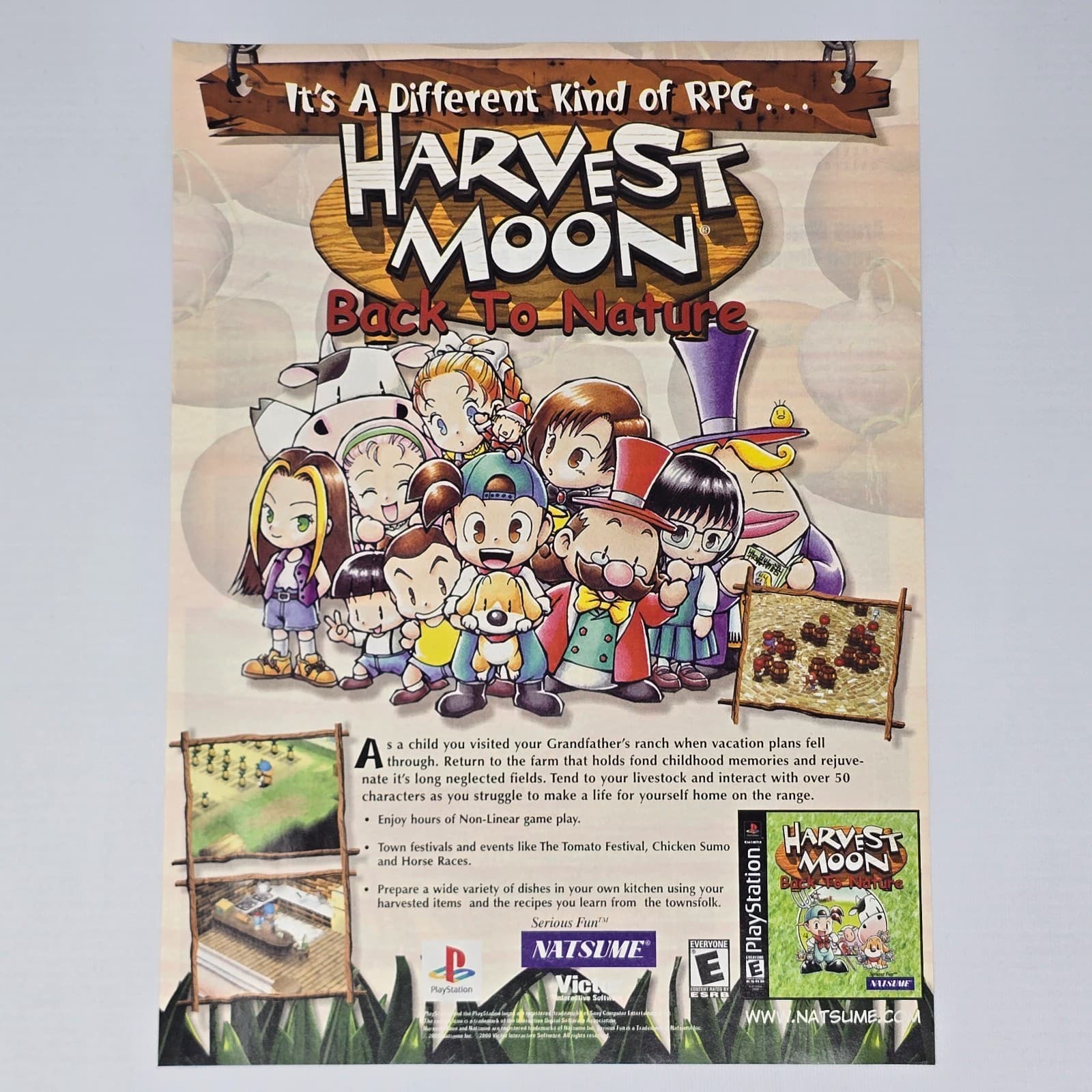 Harvest Moon Back To Nature PlayStation PS1 Different Print Ad/Poster