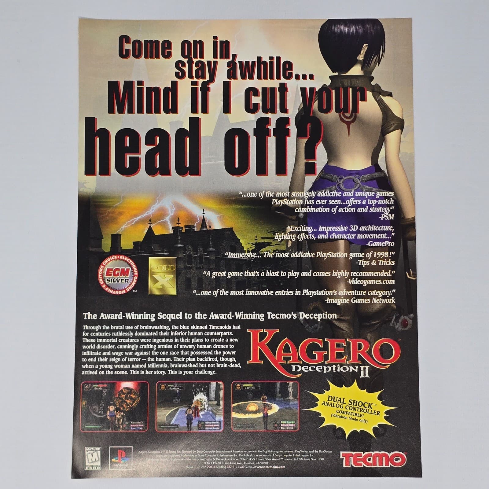 Kagero Deception 2 PlayStation PS1 Head Off Print Ad/Poster