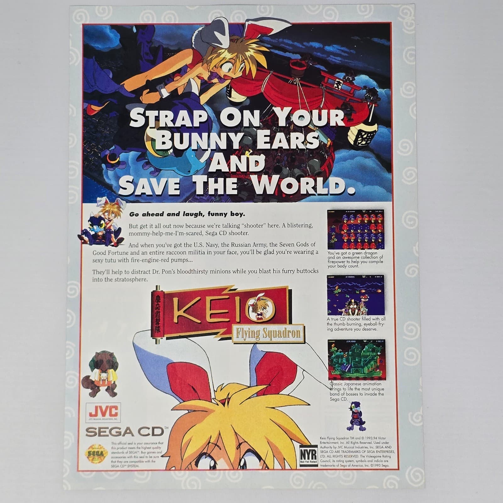 KEI Flying Squadron Sega CD Save The World Print Ad/Poster