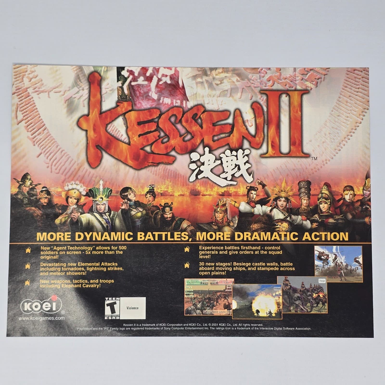 Kessen II 2 PlayStation 2 PS2 Dramatic Print Ad/Poster