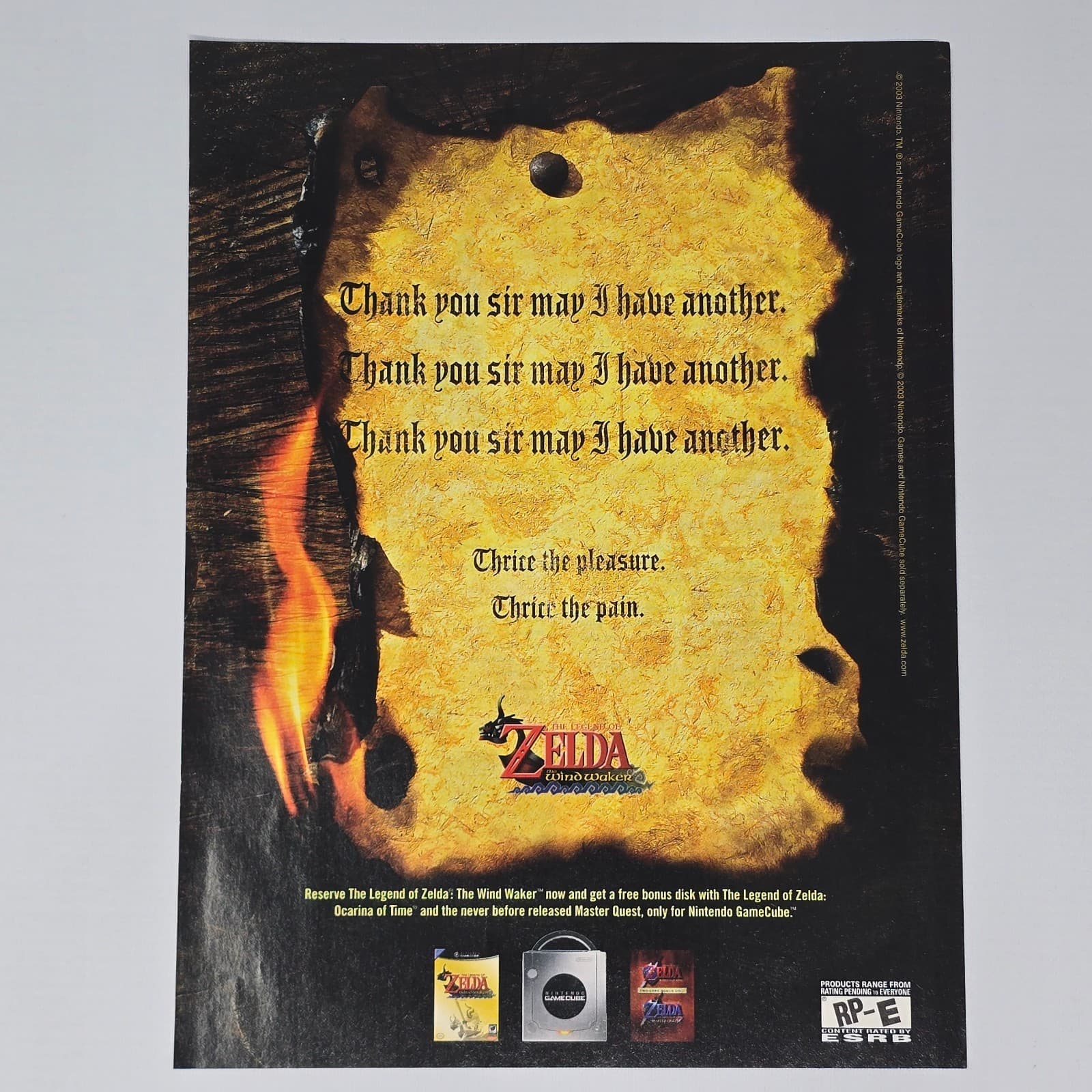 Legend Of Zelda Wind Waker Nintendo GameCube The Pleasure Print Ad/Poster