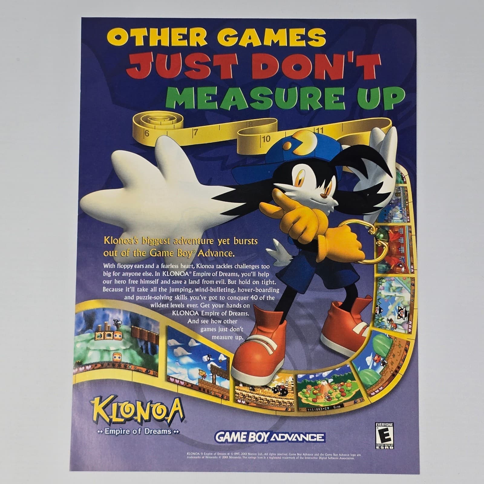 Klonoa Empire Of Dreams Game Boy Advance Measure Up Print Ad/Poster