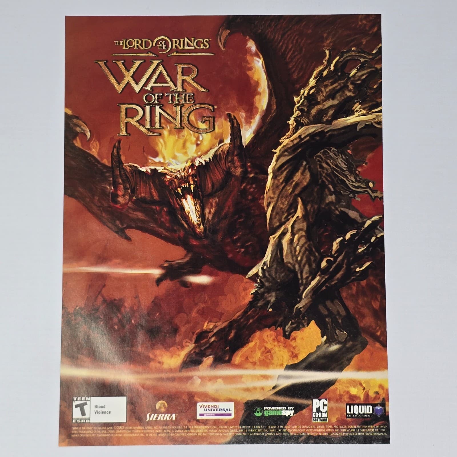 Lord Of The Rings War Of The Ring PC Fire Print Ad/Poster