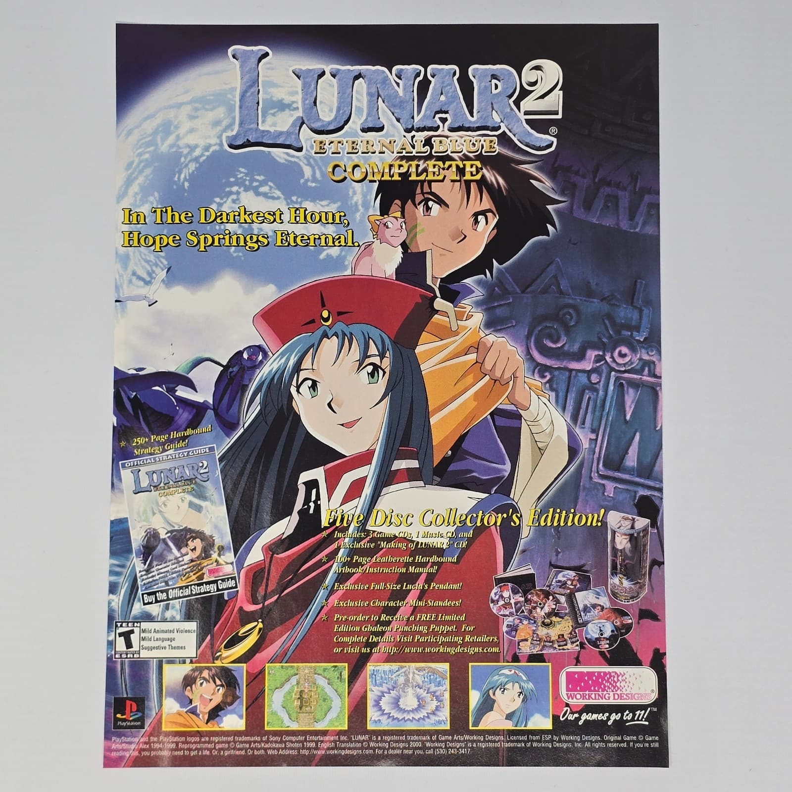 Lunar 2 Eternal Blue Complete PlayStation PS1 Hope Springs Print Ad/Poster