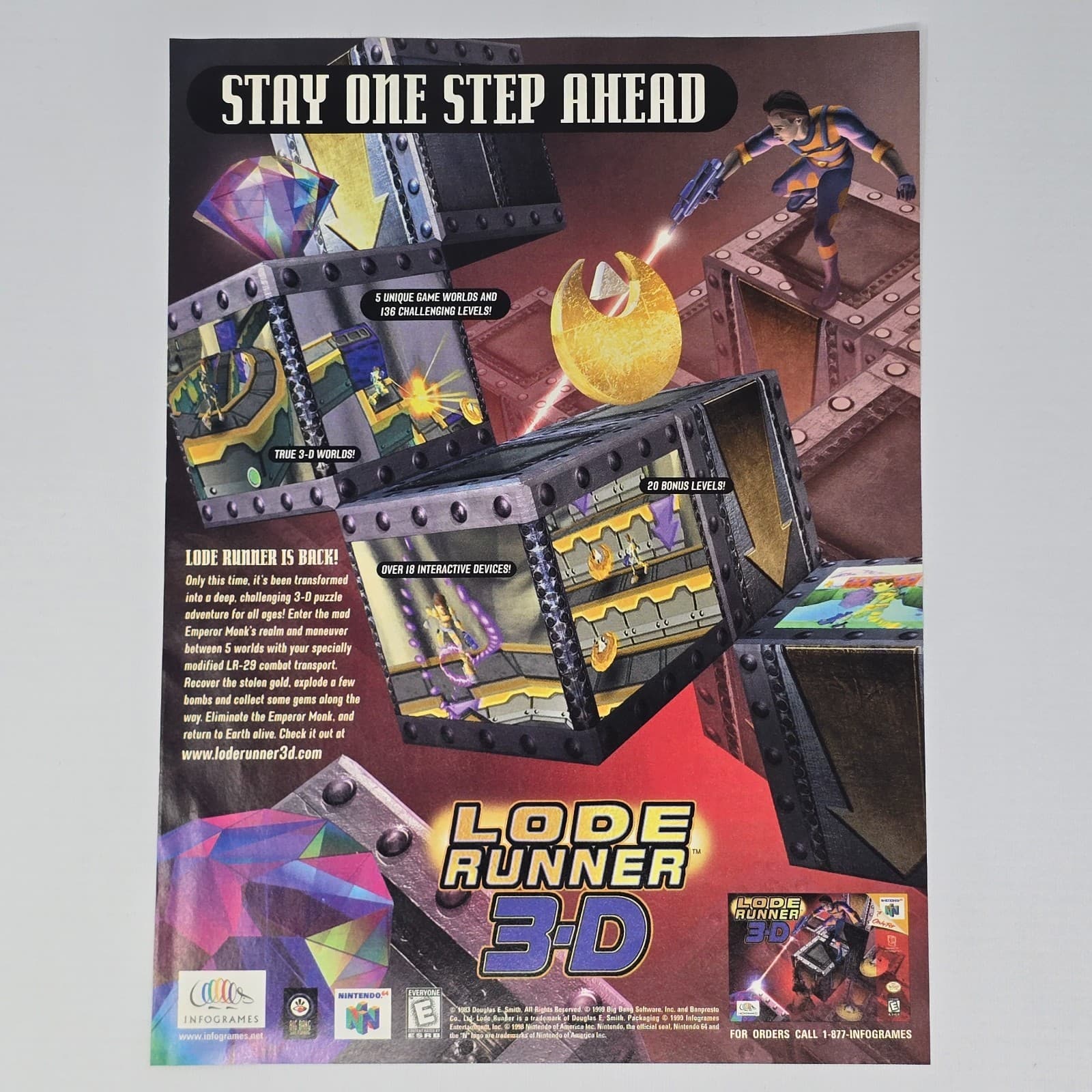 Lode Runner 3D Nintendo 64 N64 Step Ahead Print Ad/Poster