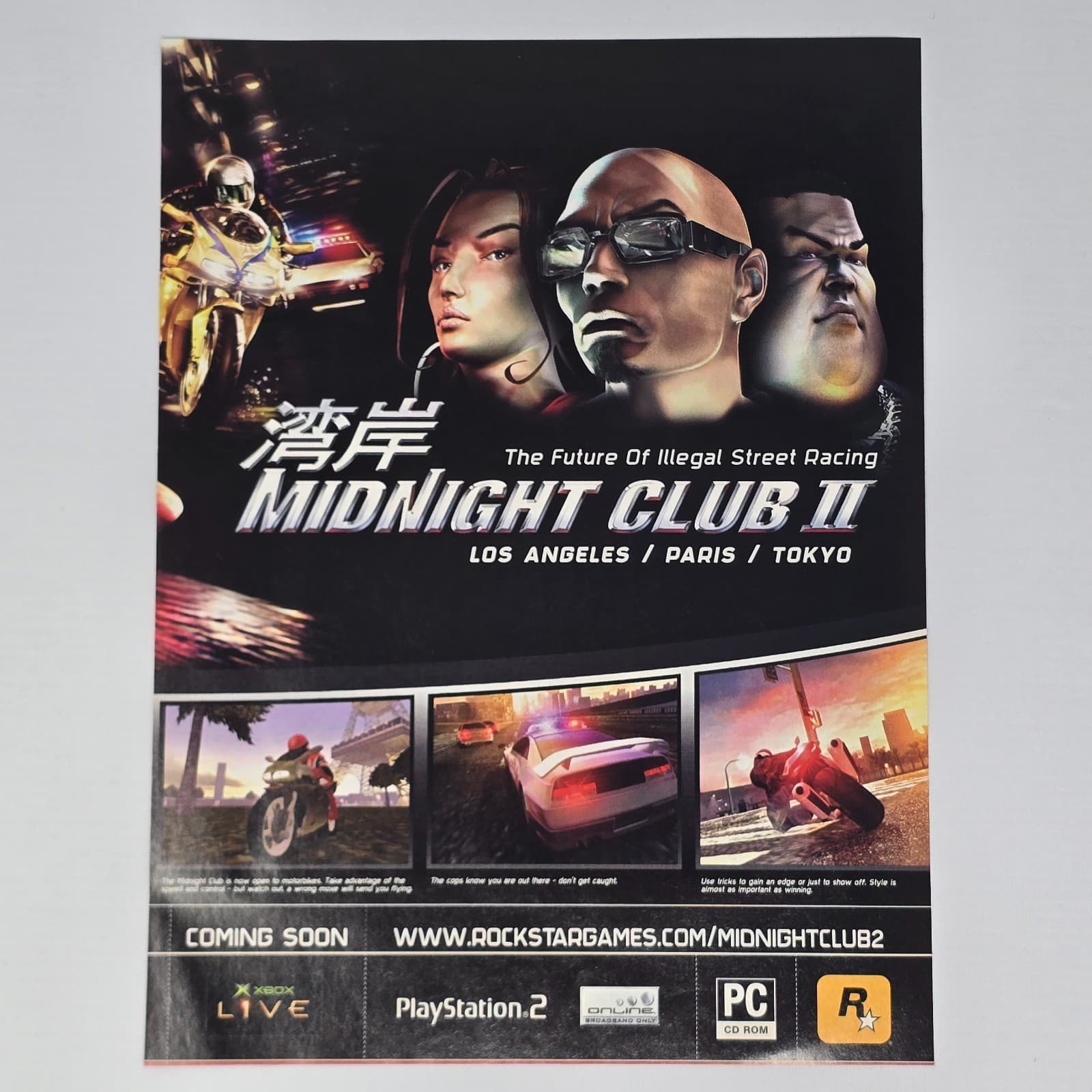 Midnight Club II 2 Xbox PlayStation 2 PS2 PC Tokyo Print Ad/Poster
