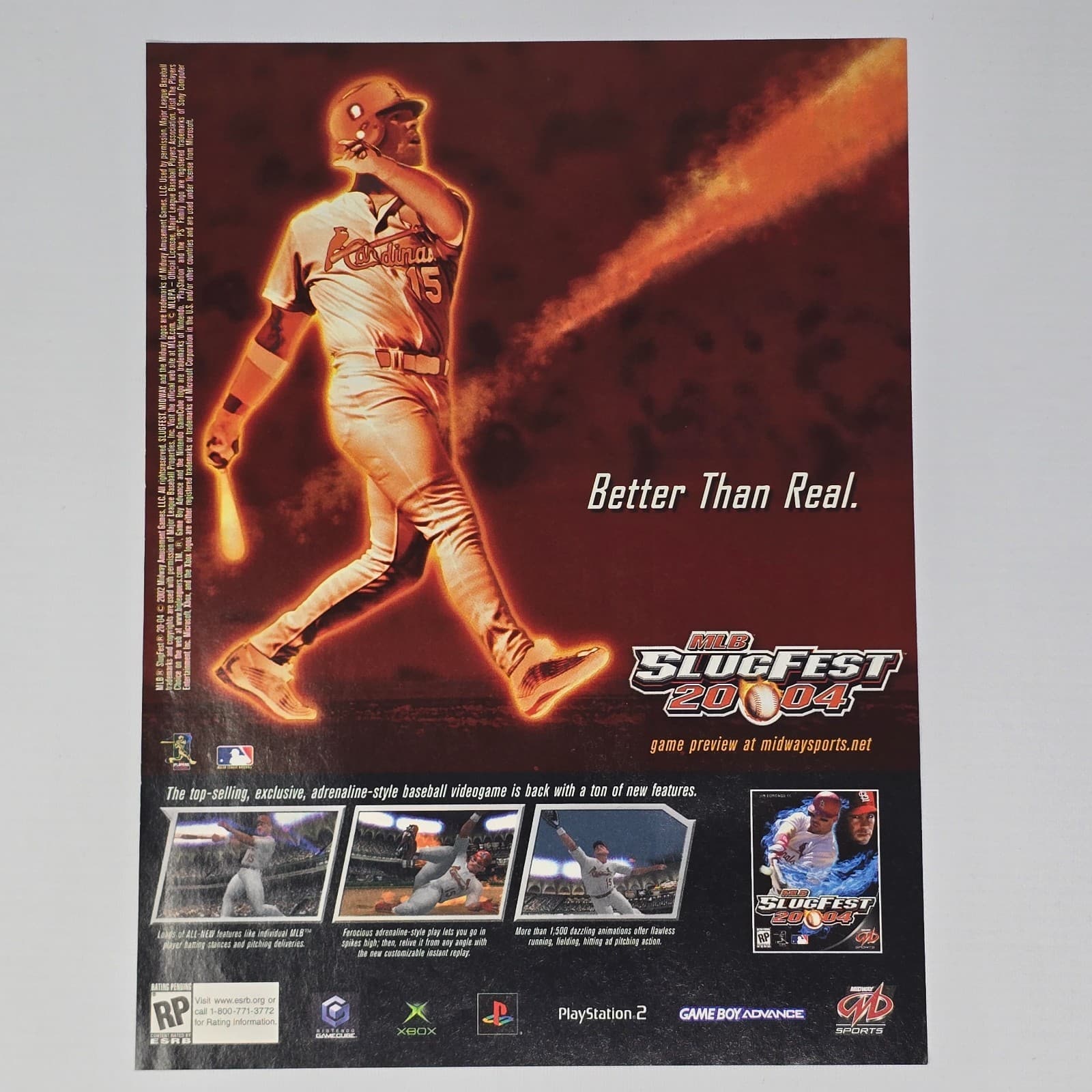 MLB Slugfest 2004 Xbox PS2 GameCube Better Than Real Print Ad/Poster