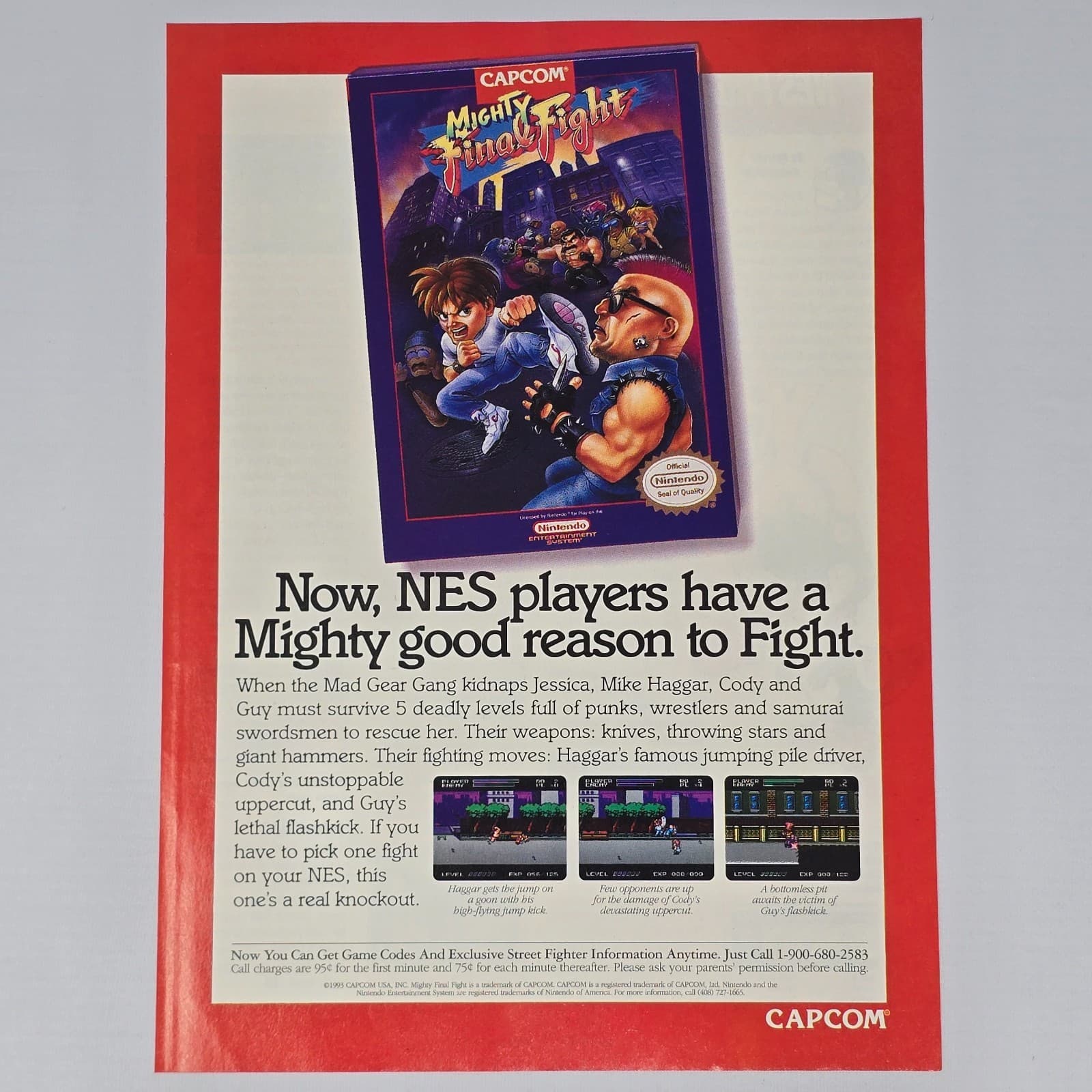 Mighty final Fight Nintendo NES Good Reason Print Ad/Poster