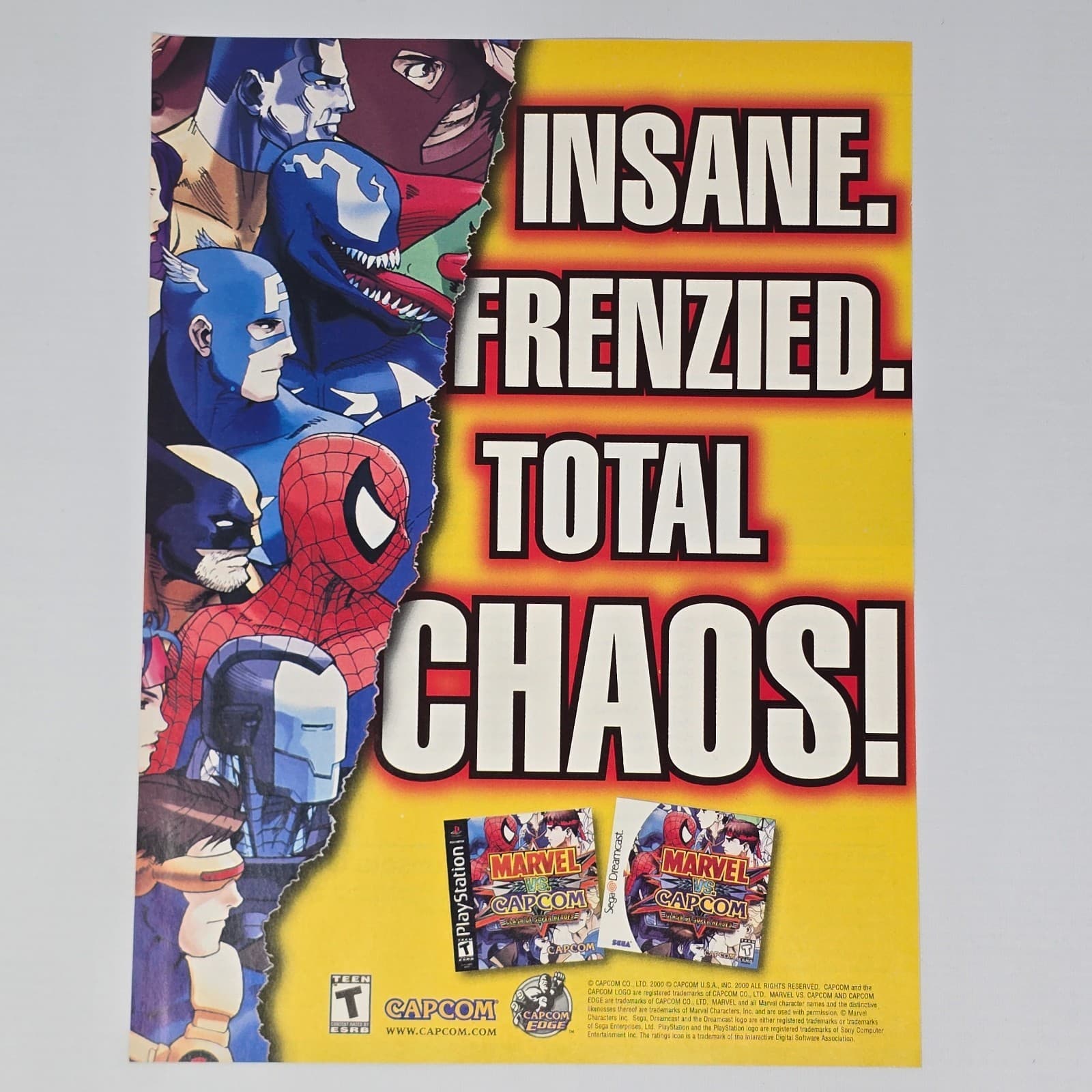 Marvel Vs Capcom Clash Of Super Heroes PS1 Dreamcast Chaos Print Ad/Poster