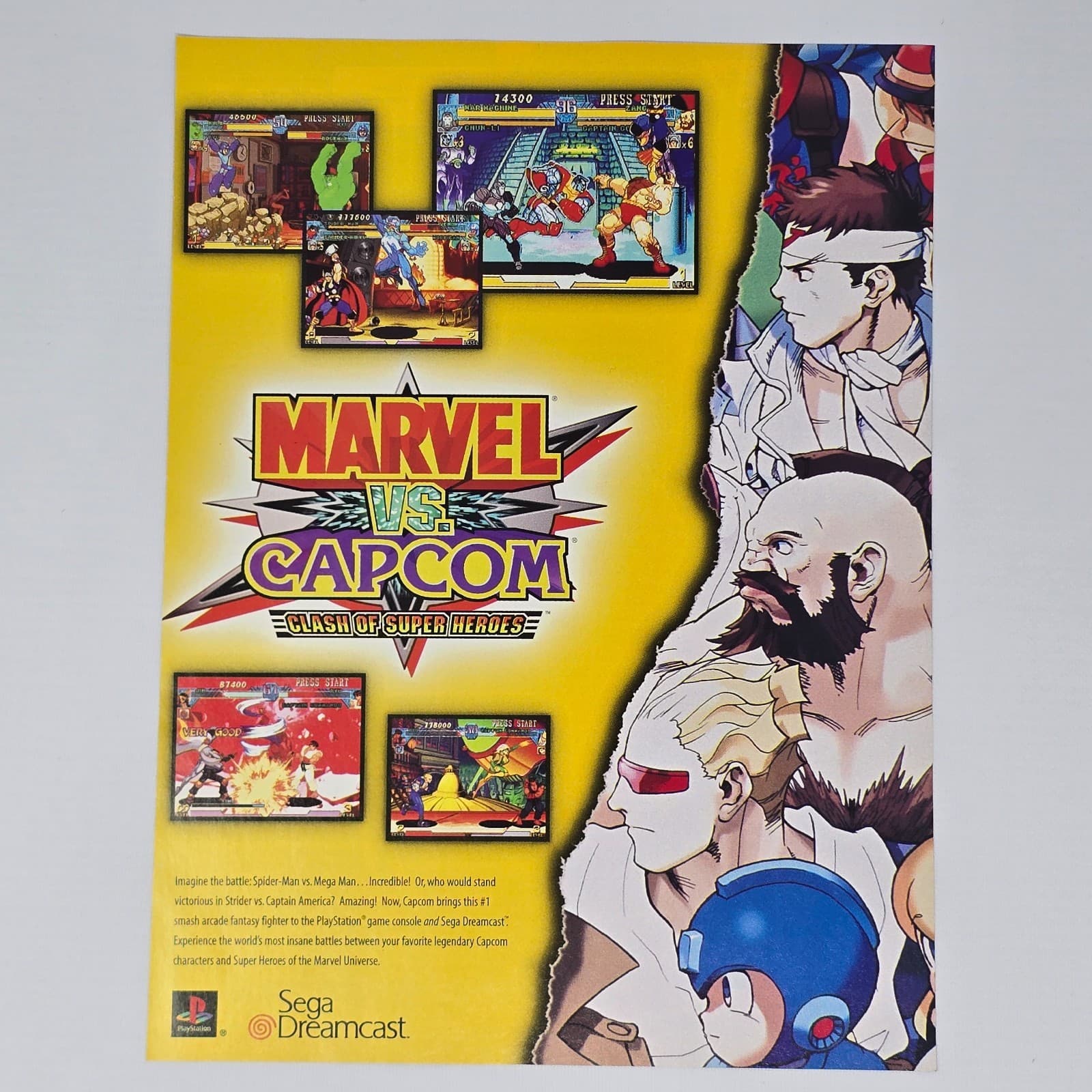 Marvel Vs Capcom Clash Of Super Heroes PS1 Dreamcast Battle Print Ad/Poster