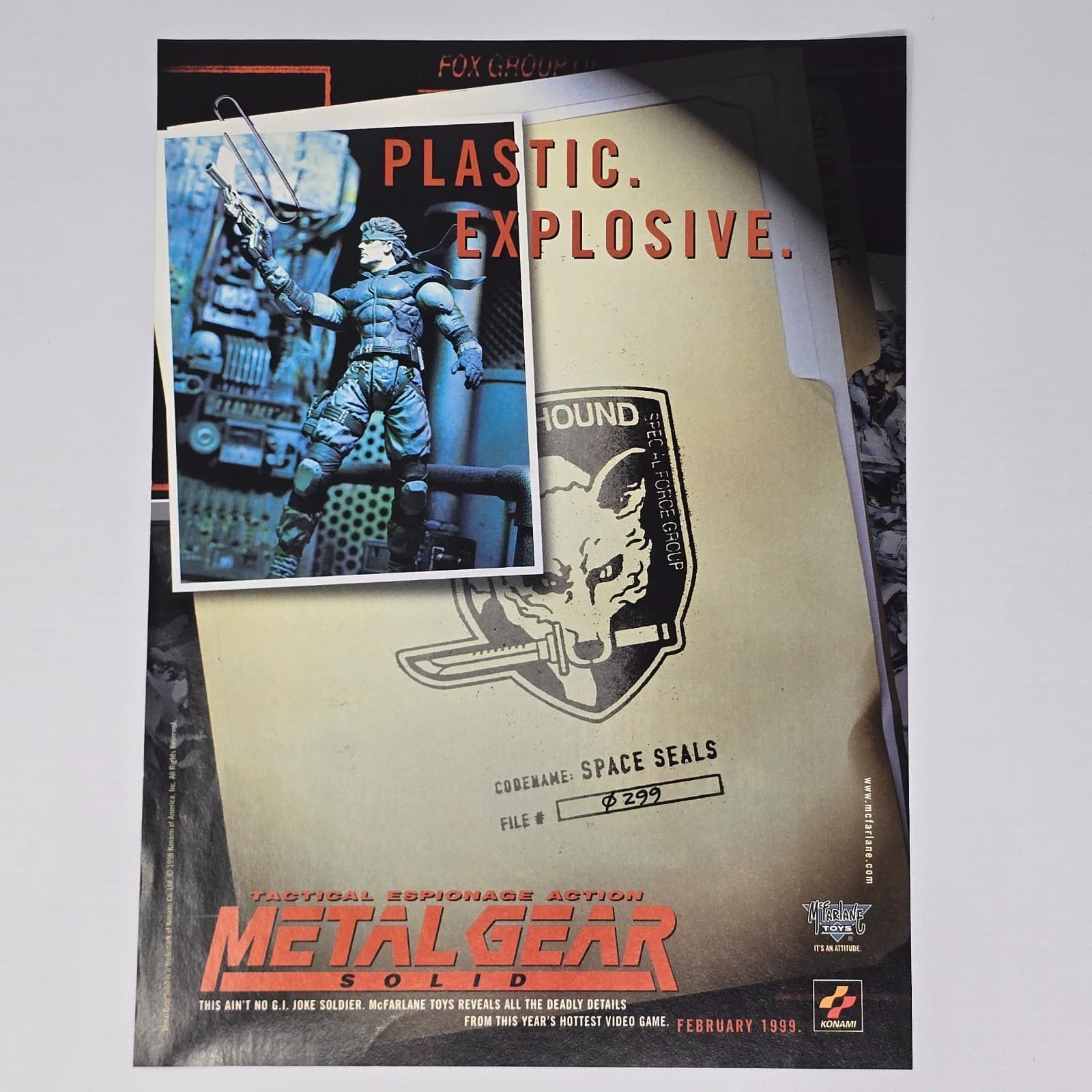Metal Gear Solid PlayStation PS1 Plastic Print Ad/Poster