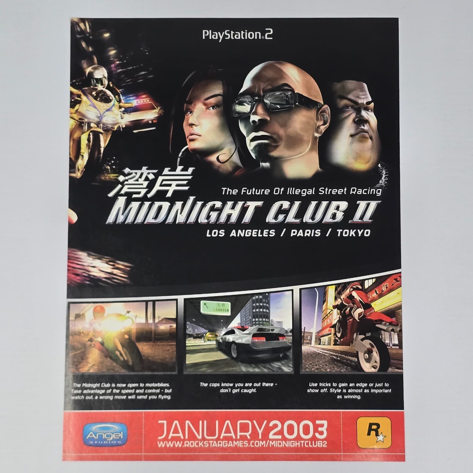 Midnight Club II 2 PlayStation 2 PS2 Paris Print Ad/Poster