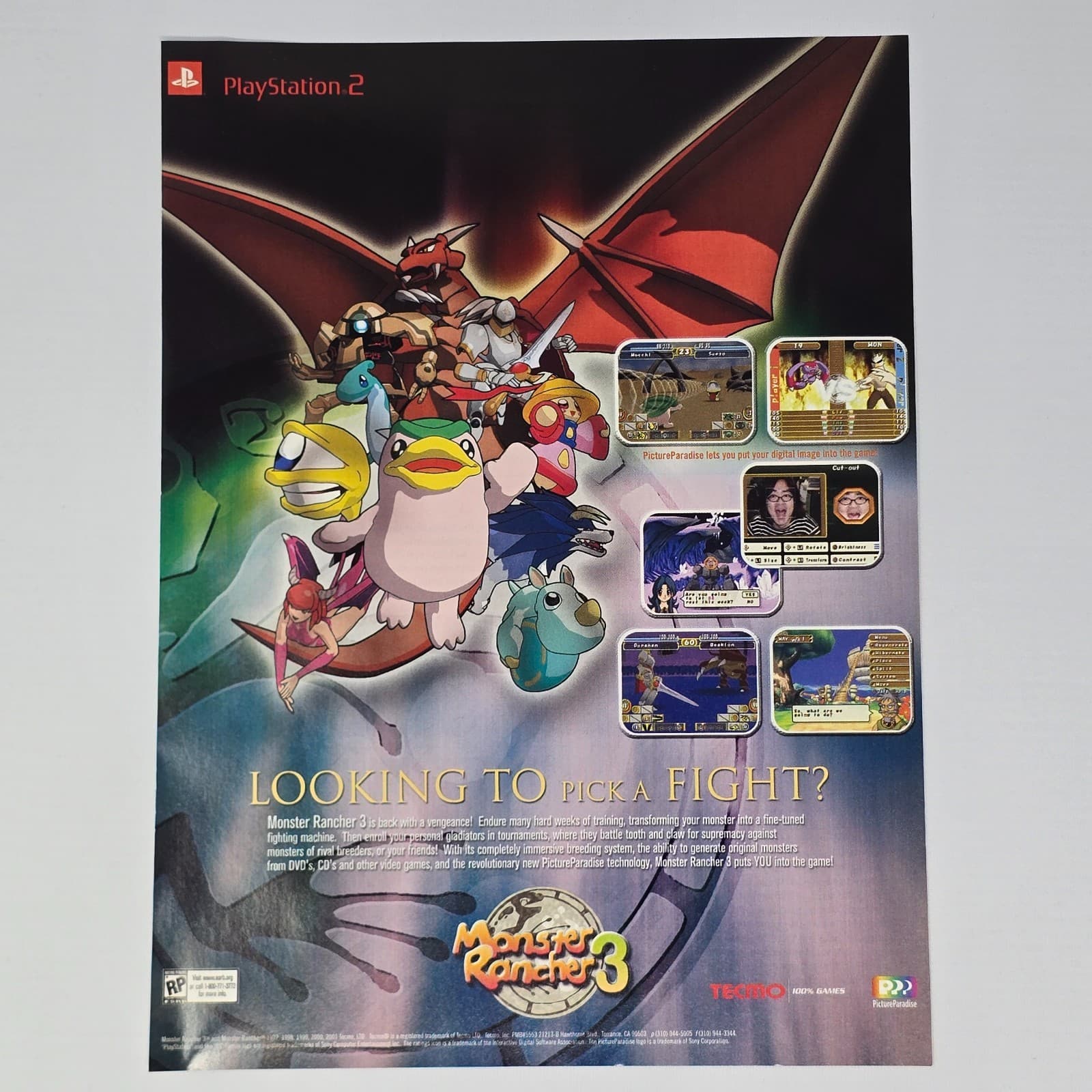 Monster Rancher 3 PlayStation 2 PS2 Pick A Fight Print Ad/Poster