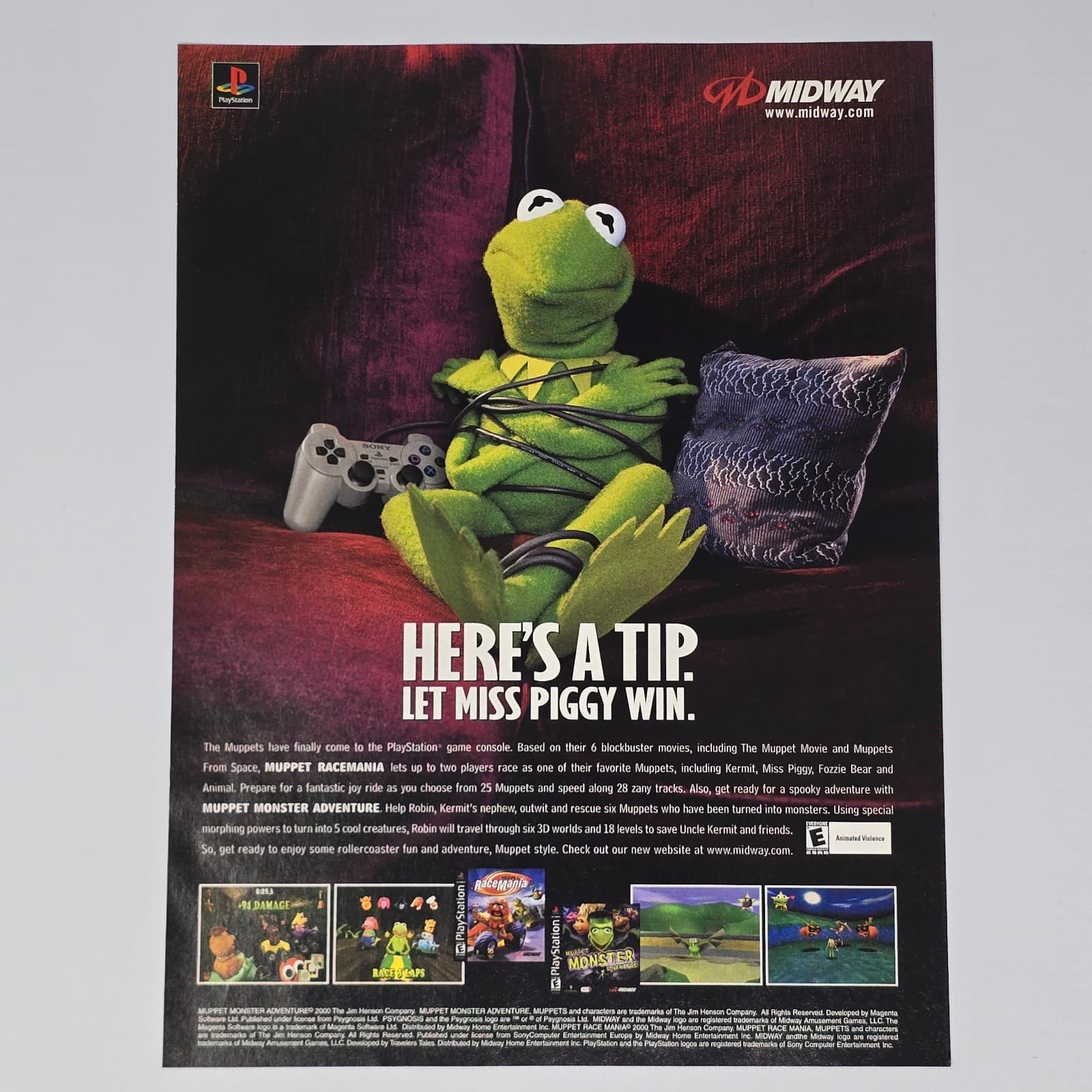 Muppets Race Mania PlayStation PS1 Miss Piggy Print Ad/Poster