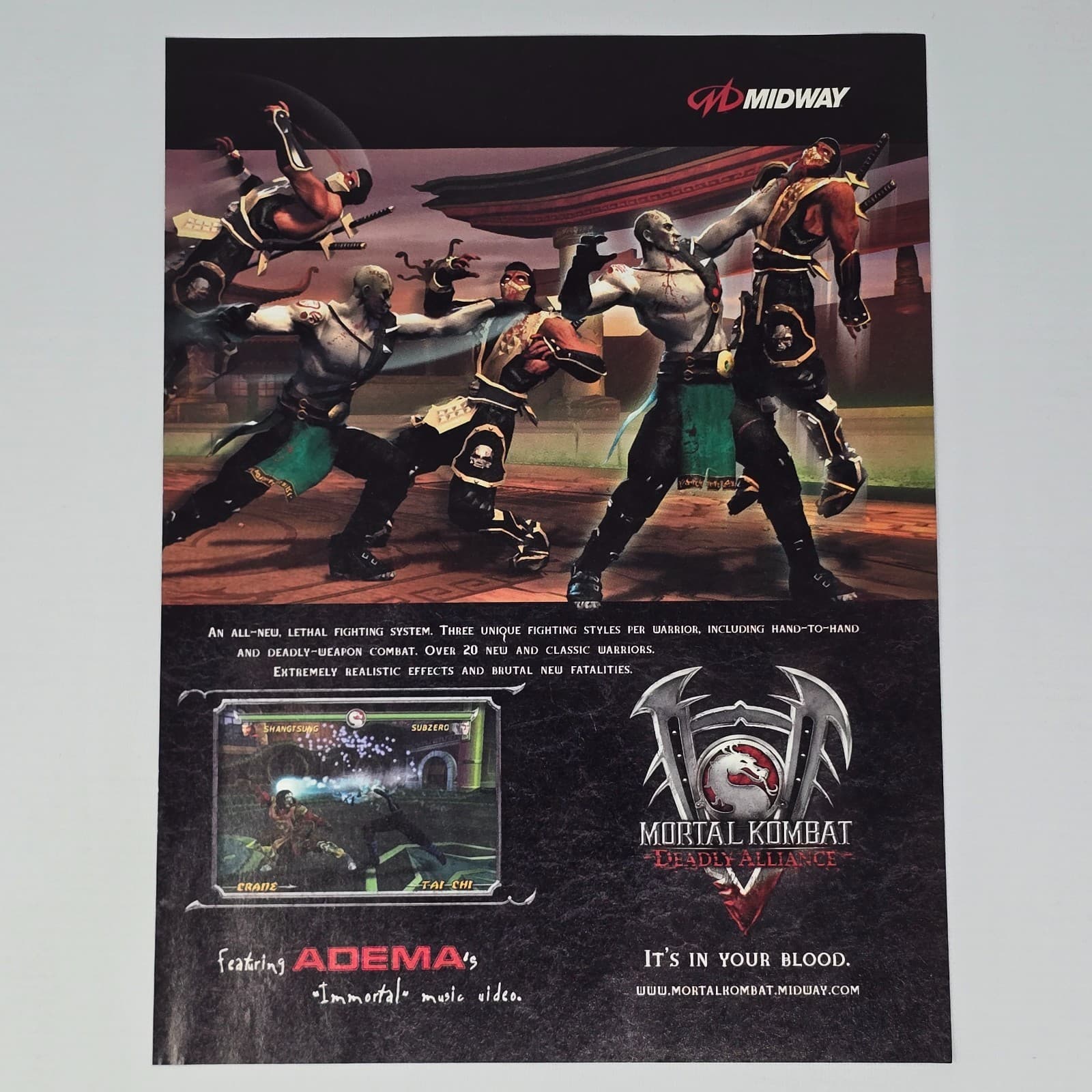 Mortal Kombat Deadly Alliance Xbox PlayStation 2 PS2 Lethal Print Ad/Poster