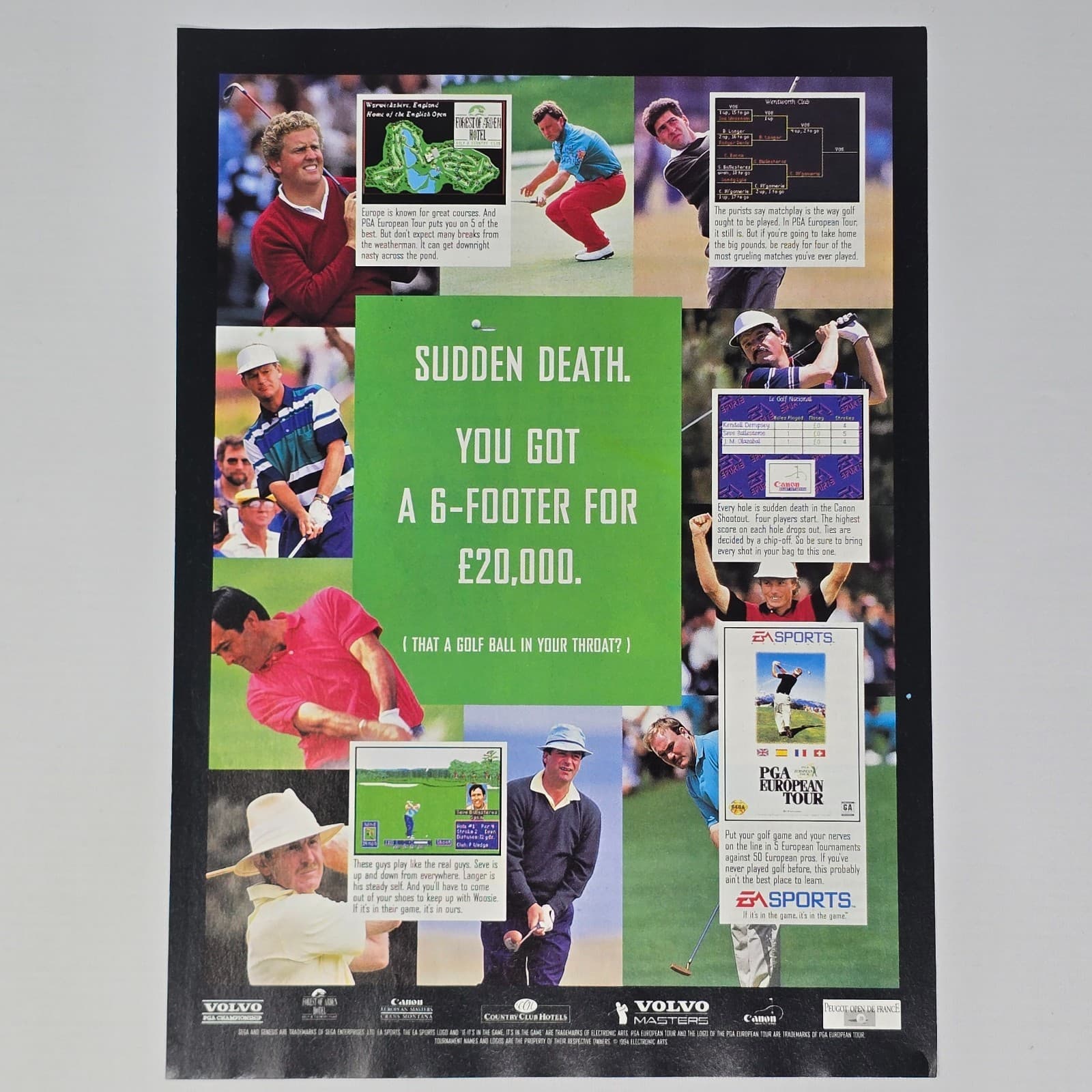 PGA European Tour Sega Genesis Sudden Death Print Ad/Poster