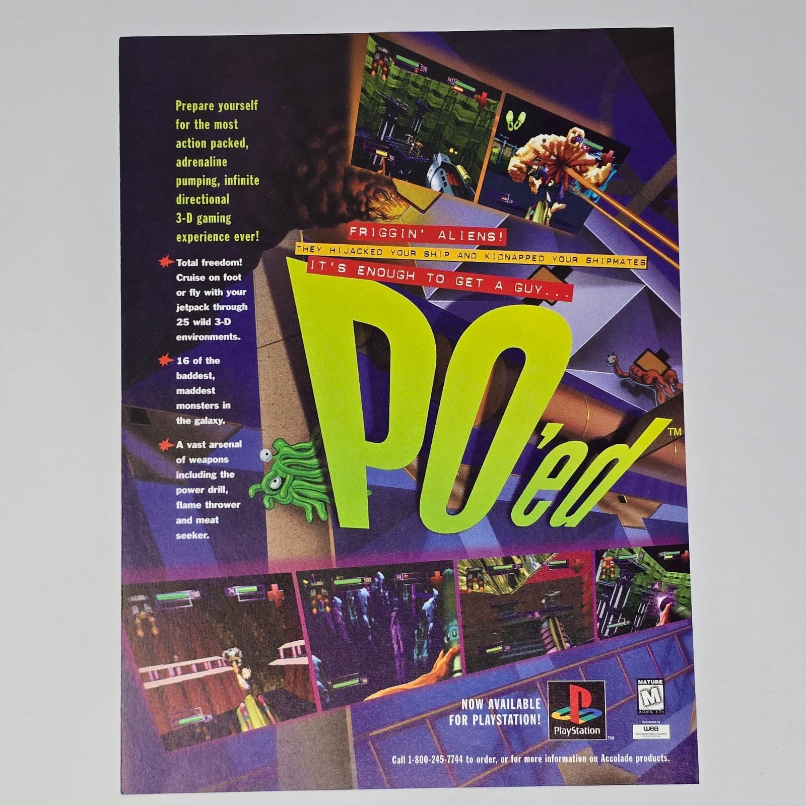 PO ED PlayStation PS1 Friggin Aliens Print Ad/Poster