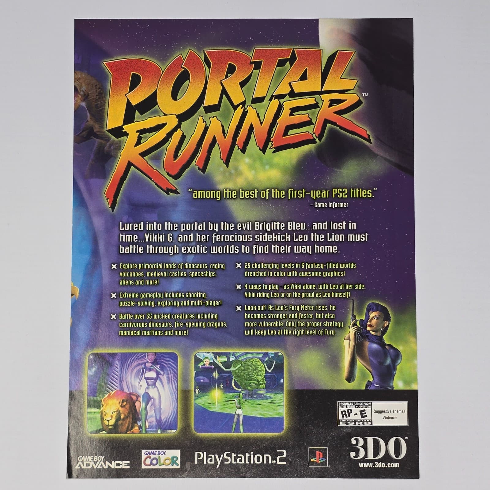 Portal Runner PlayStation 2 PS2 Game Boy Color 3DO Sidekick Print Ad/Poster