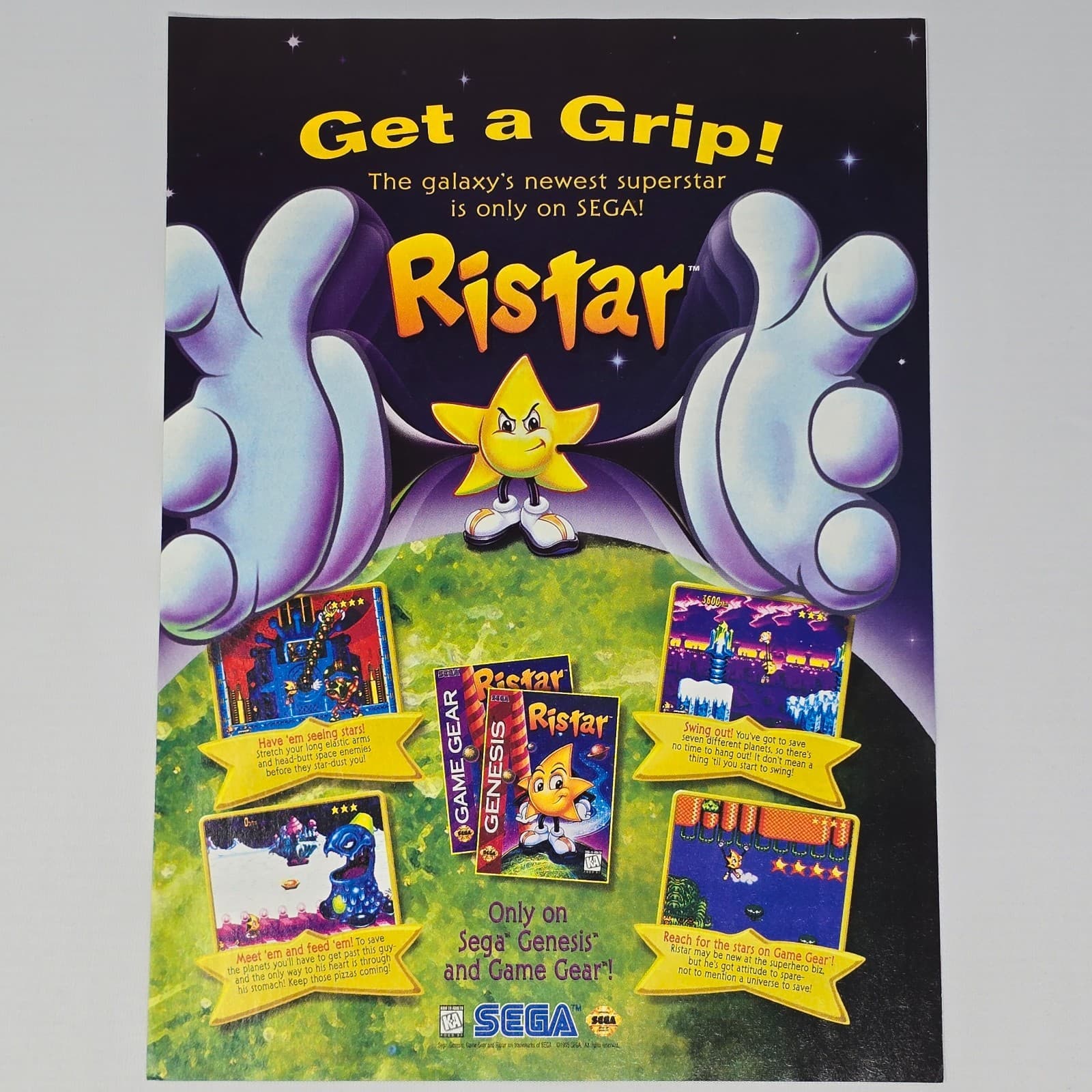 Ristar Sega Genesis Game Gear Get A Grip Print Ad/Poster