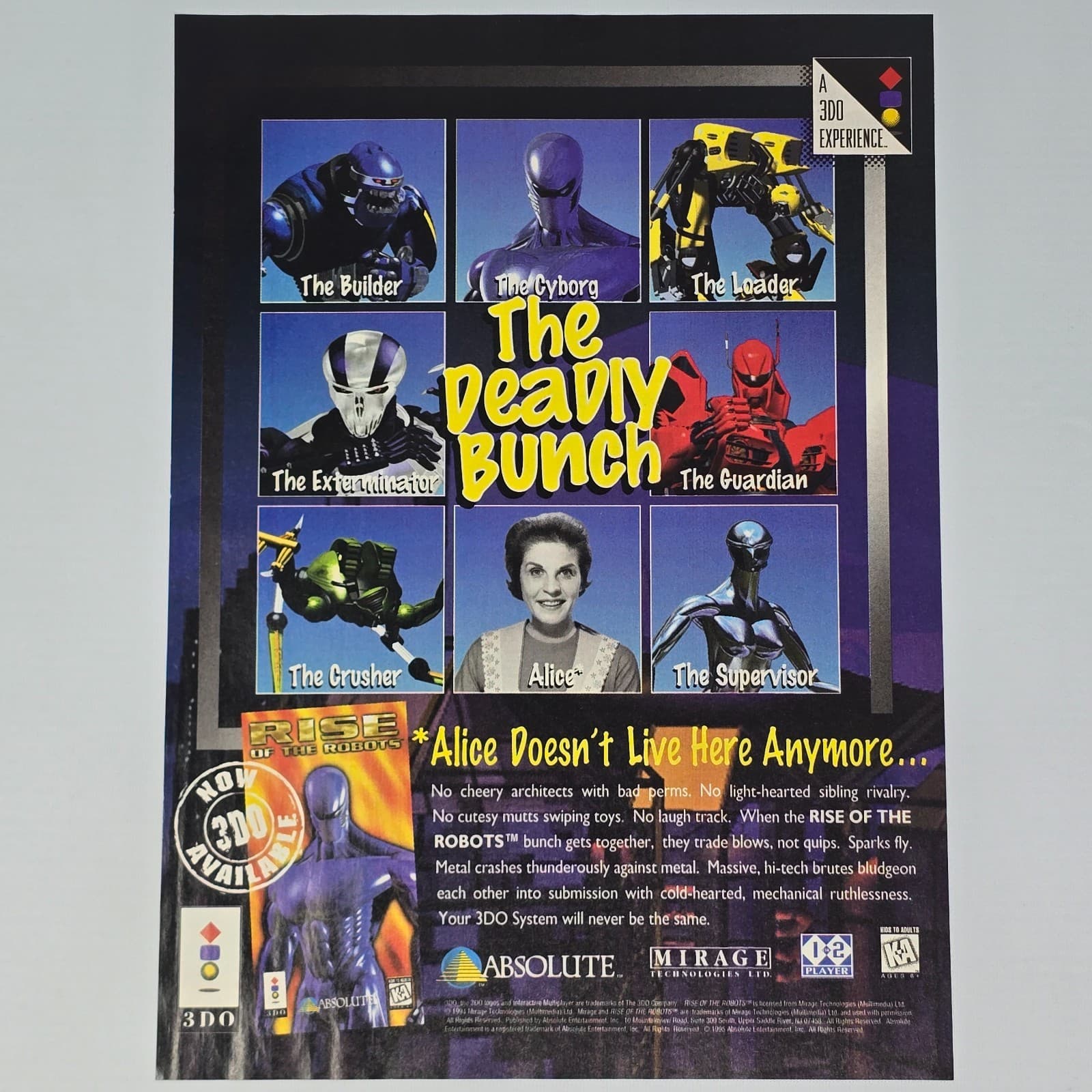 Rise Of The Robots 3DO The Deadly Bunch Print Ad/Poster