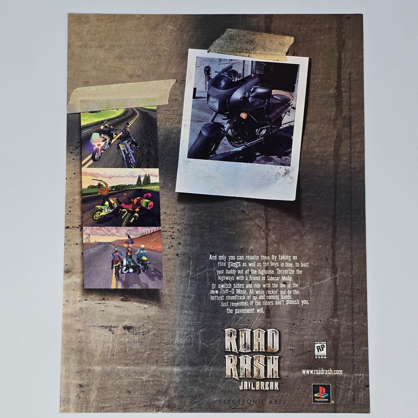Road Rash Jailbreak PlayStation PS1 Pavement Print Ad/Poster