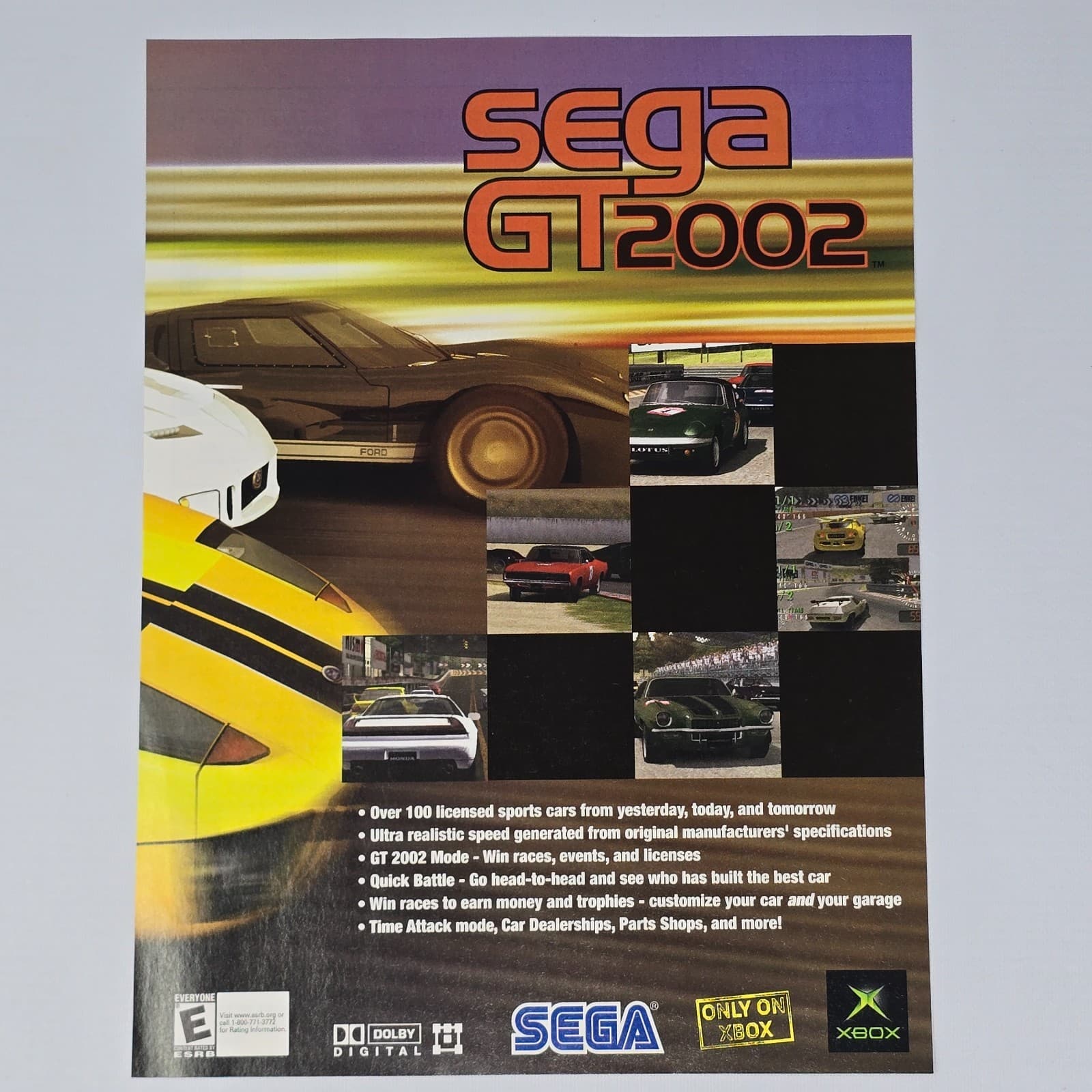 Sega Gt 2002 Xbox Sports Cars Print Ad/Poster