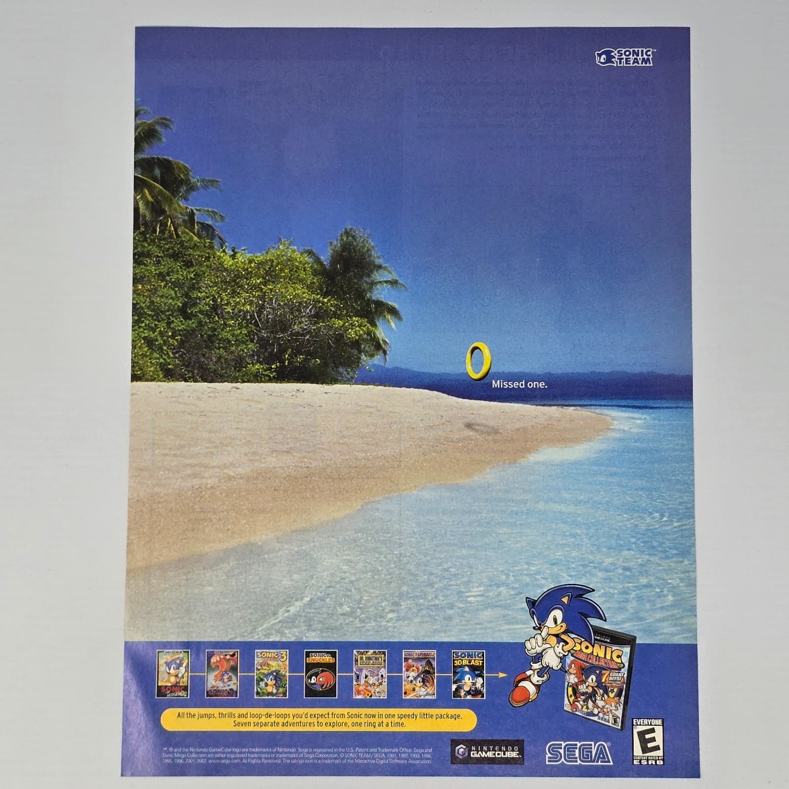Sonic Mega Collection Nintendo GameCube Missed One Print Ad/Poster