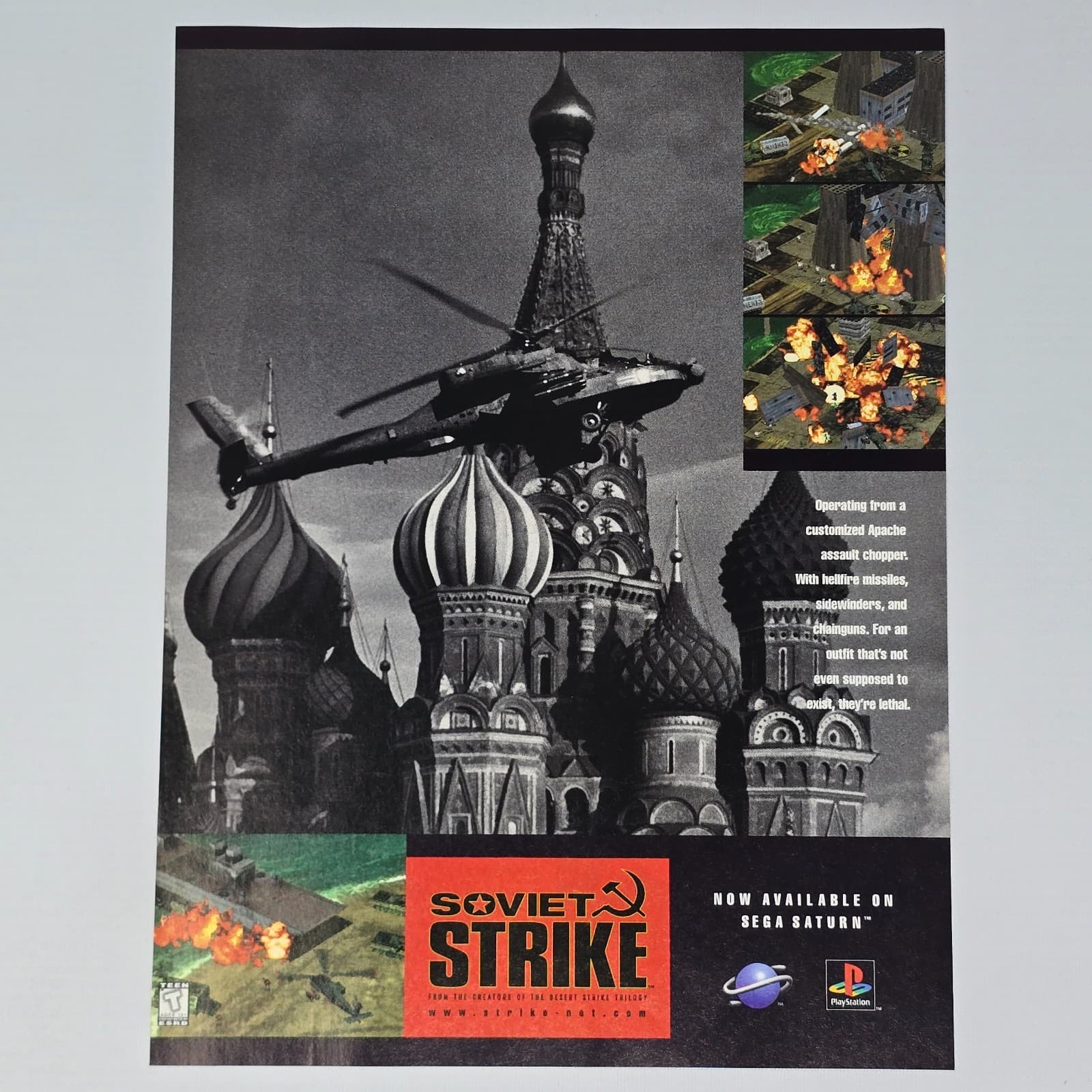 Soviet Strike PlayStation PS1 Sega Saturn Assault Chopper Print Ad/Poster
