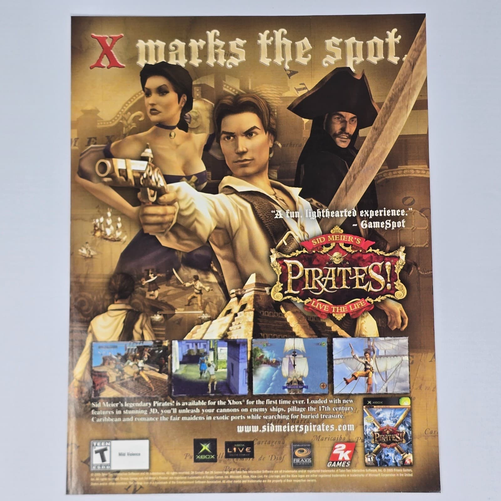 Sid Meier's Pirates Live The Life Xbox Lighthearted Print Ad/Poster