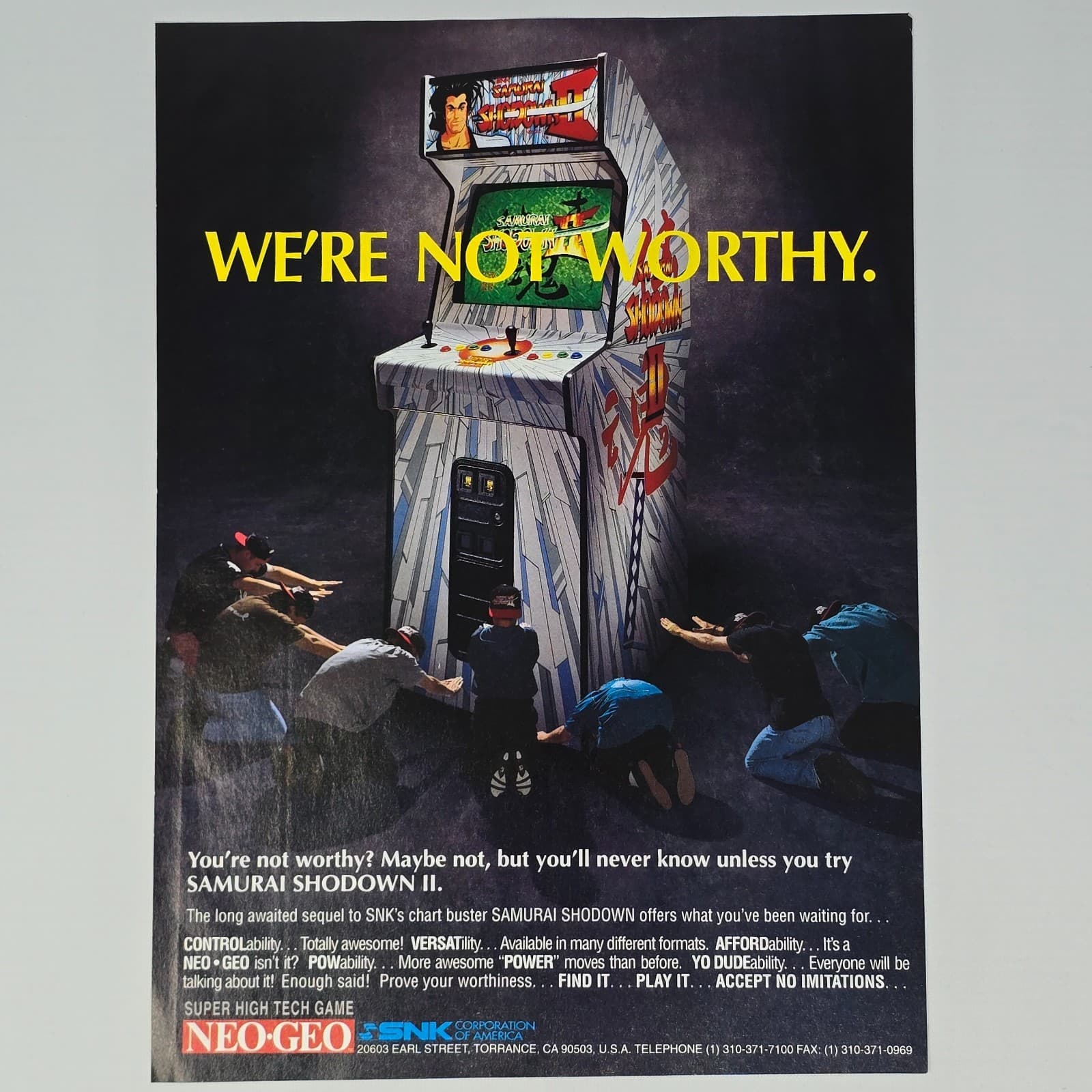 Samurai Showdown 2 NEO GEO Arcade We're Not Worthy Print Ad/Poster