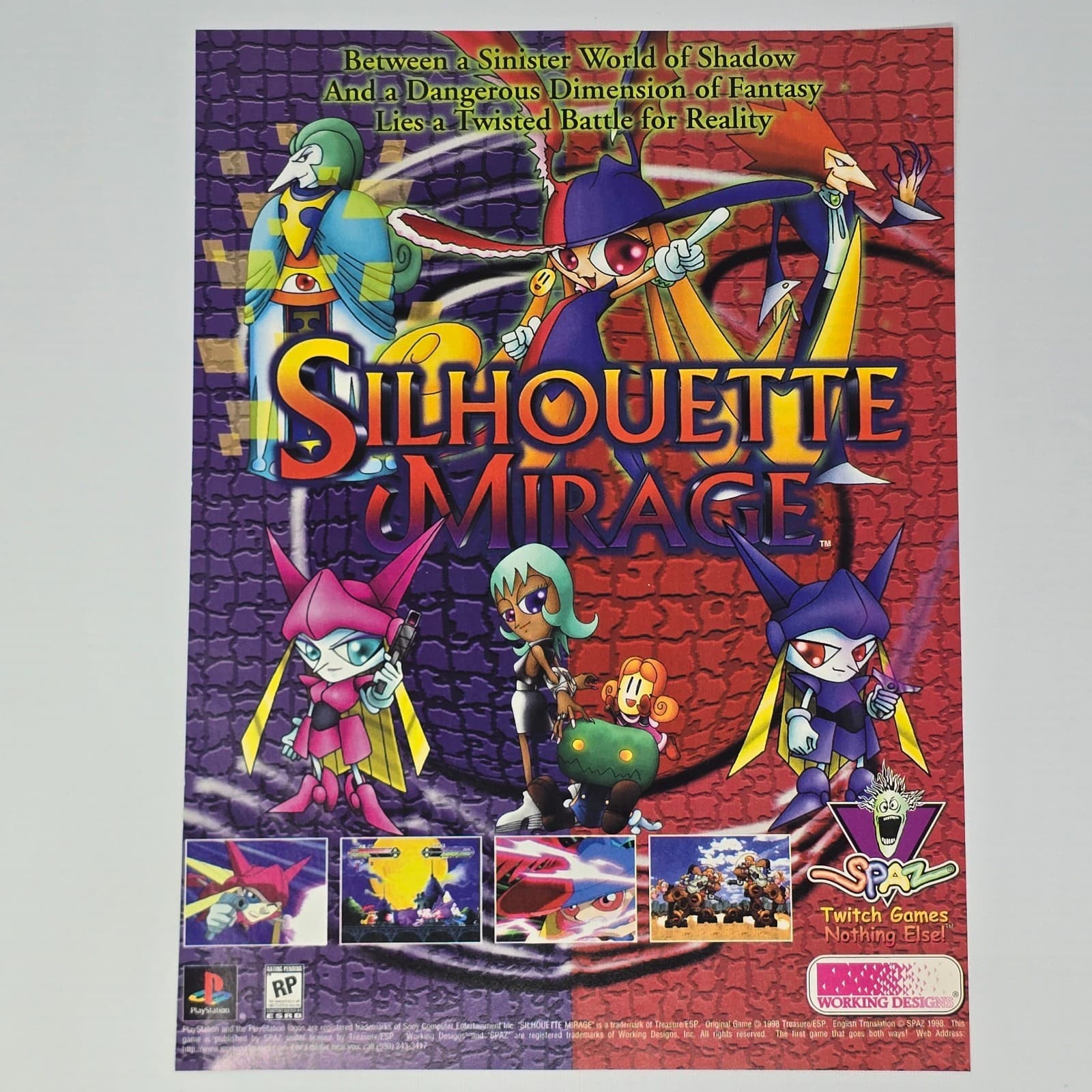 Silhouette Mirage PlayStation PS1 Twisted Battle Print Ad/Poster