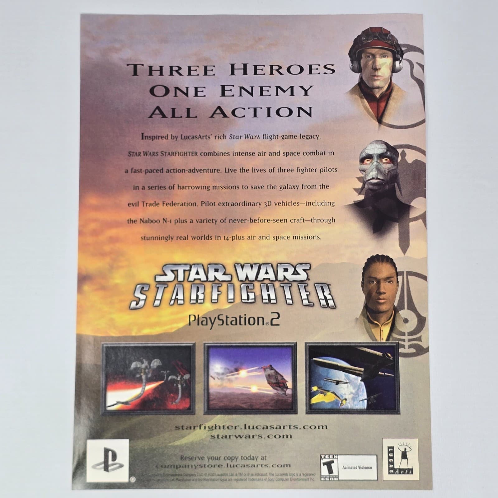 Star Wars Starfighter PlayStation 2 PS2 One Enemy Print Ad/Poster