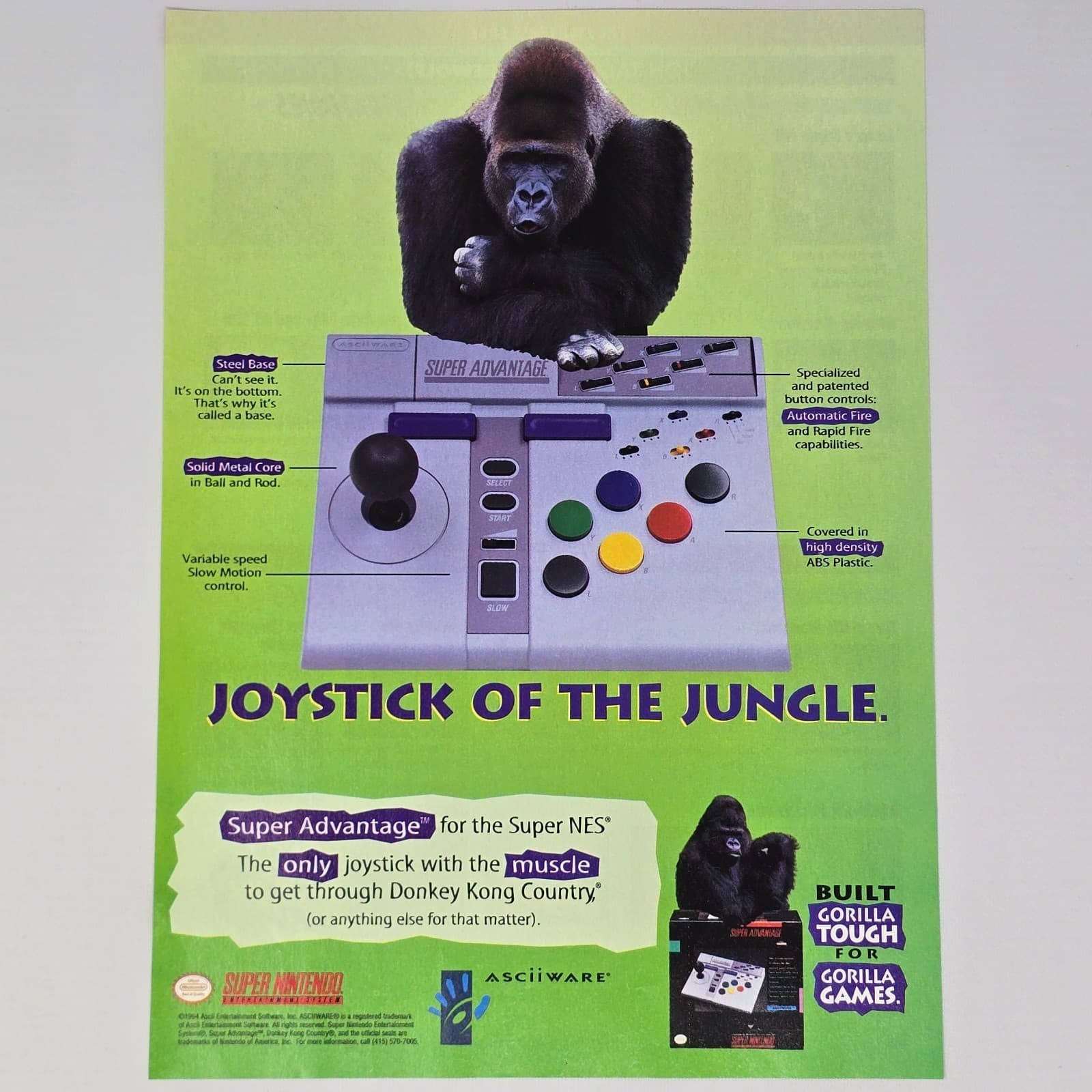 Super Advantage Joystick SNES Jungle Print Ad/Poster