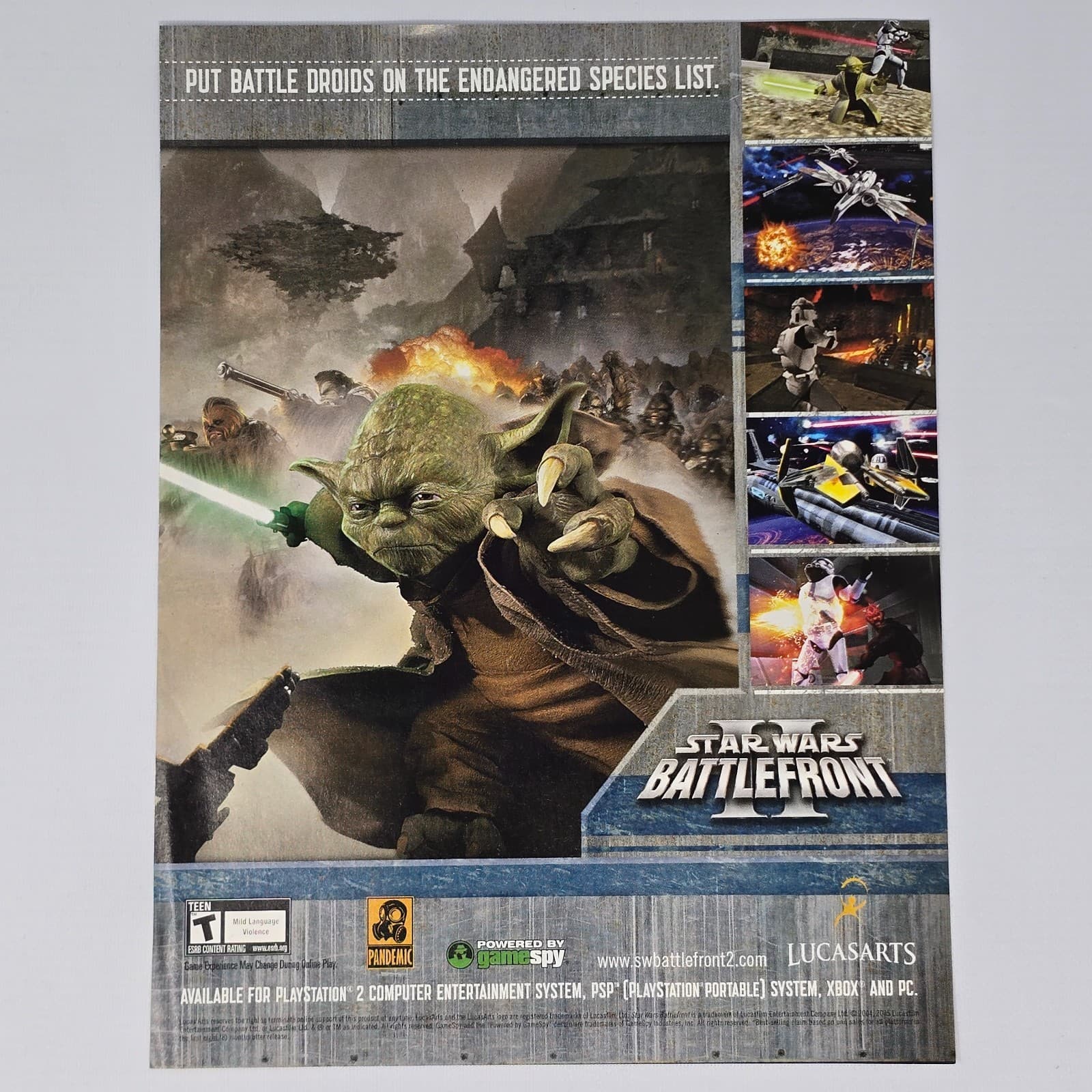 Star Wars Battlefront 2 Xbox PS2 PC Endangered Print Ad/Poster