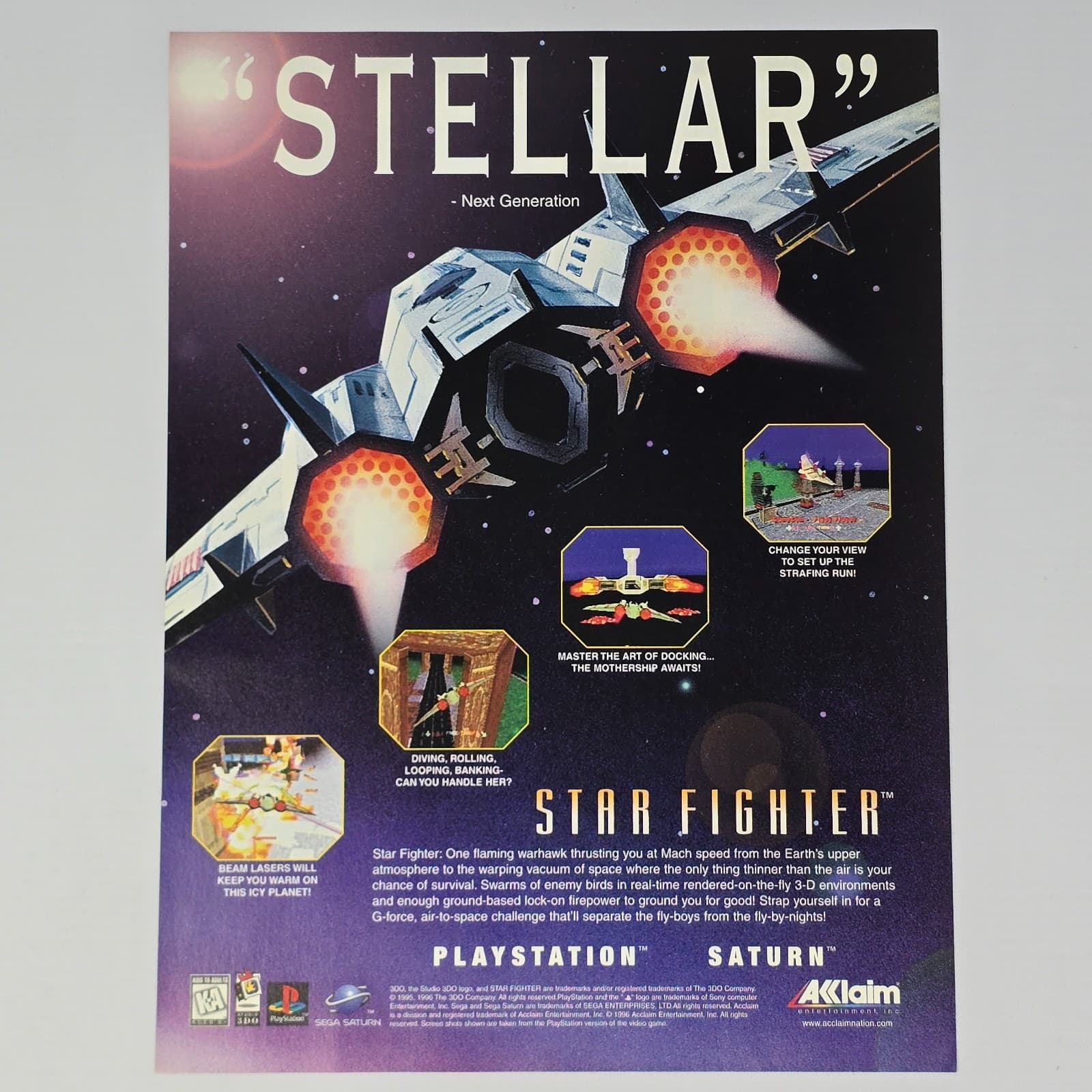 Star Fighter PlayStation PS1 Sega Saturn Stellar Print Ad/Poster