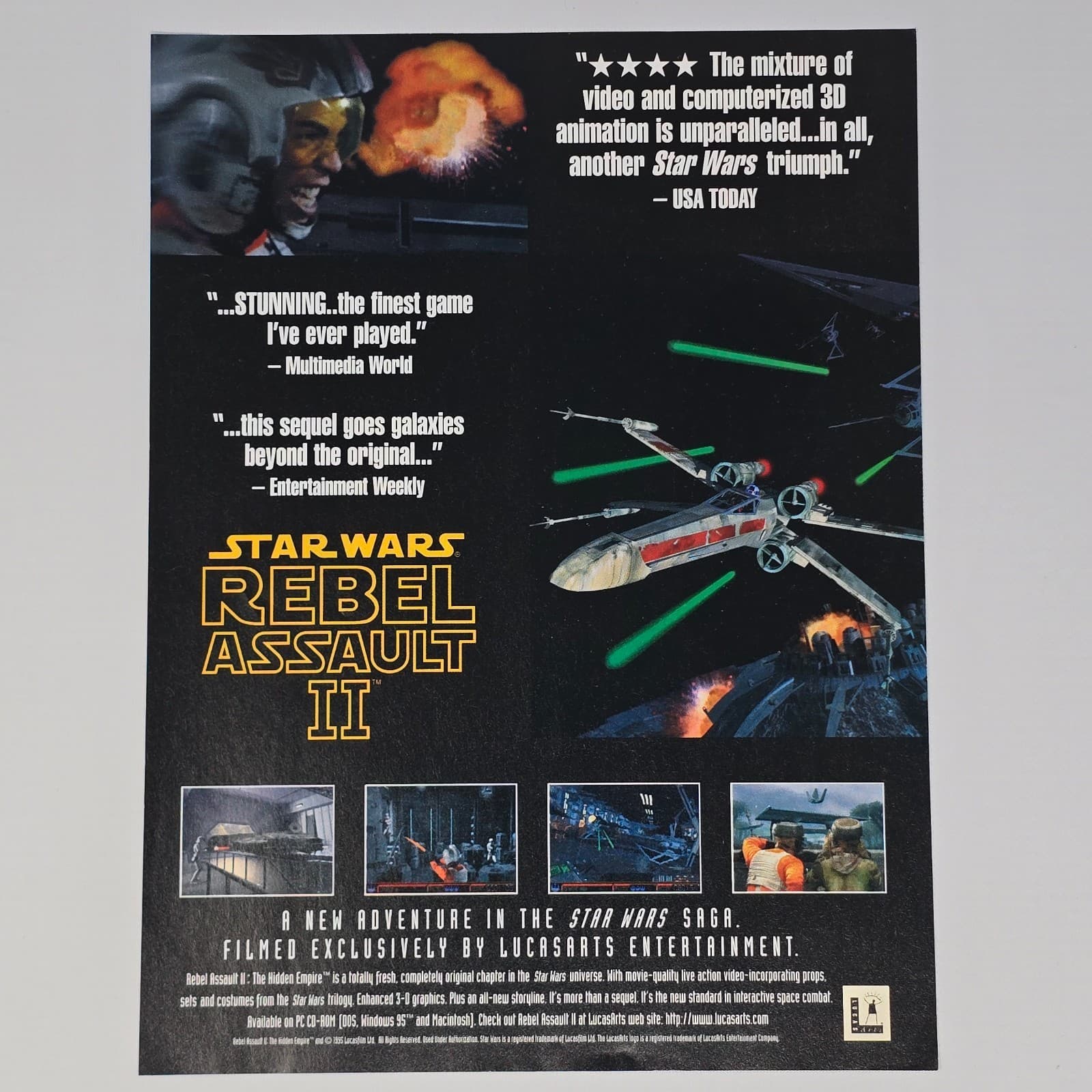 Star Wars Rebel Assault II 2 PC Stunning Print Ad/Poster