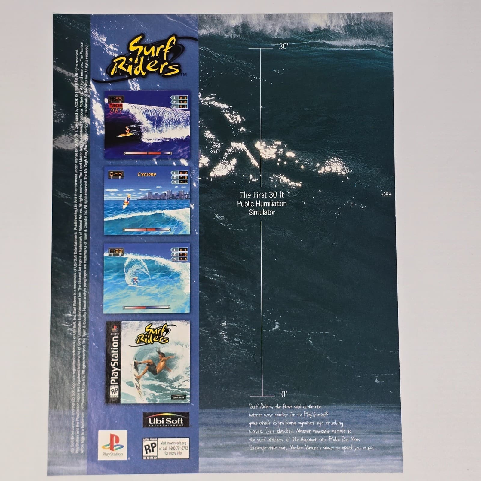 Surf Riders PlayStation PS1 Humiliation Simulator Print Ad/Poster