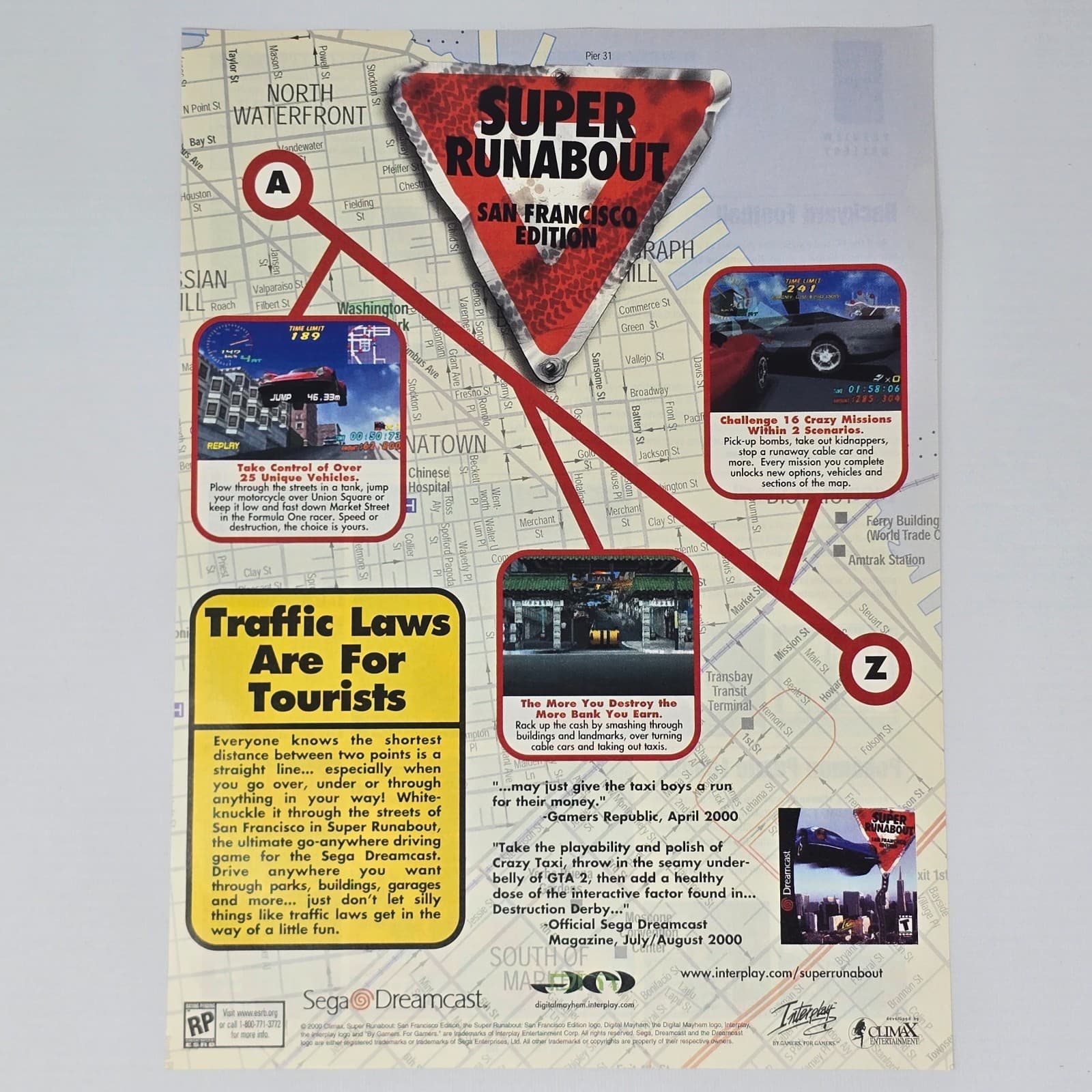 Super Runabout Sega Dreamcast San Francisco Edition Print Ad/Poster