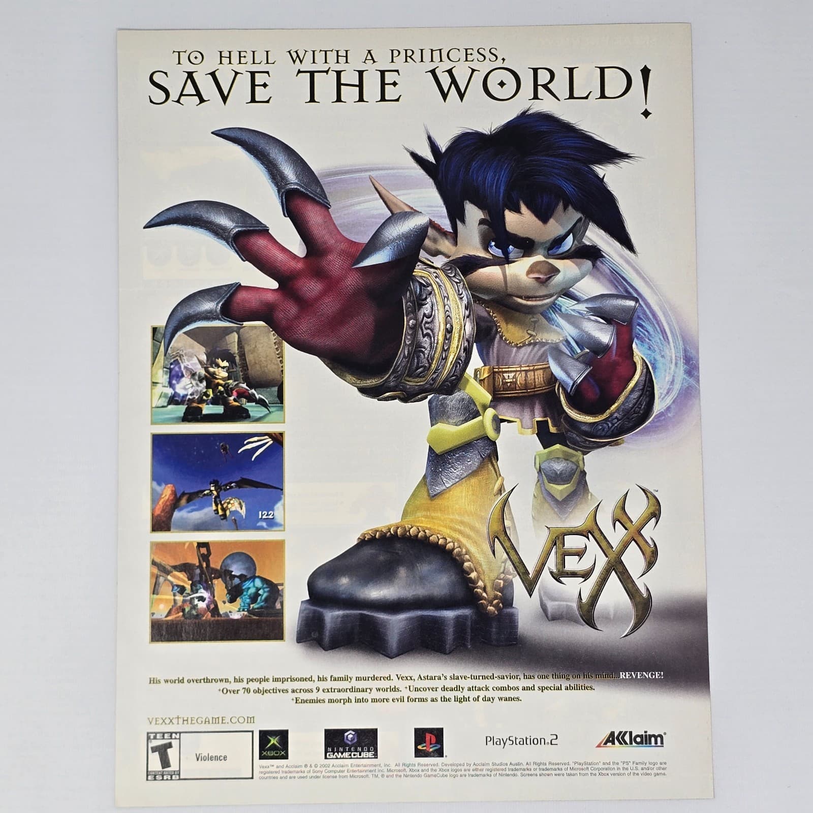 VEXX Xbox PlayStation 2 PS2 GameCube Save The World Print Ad/Poster
