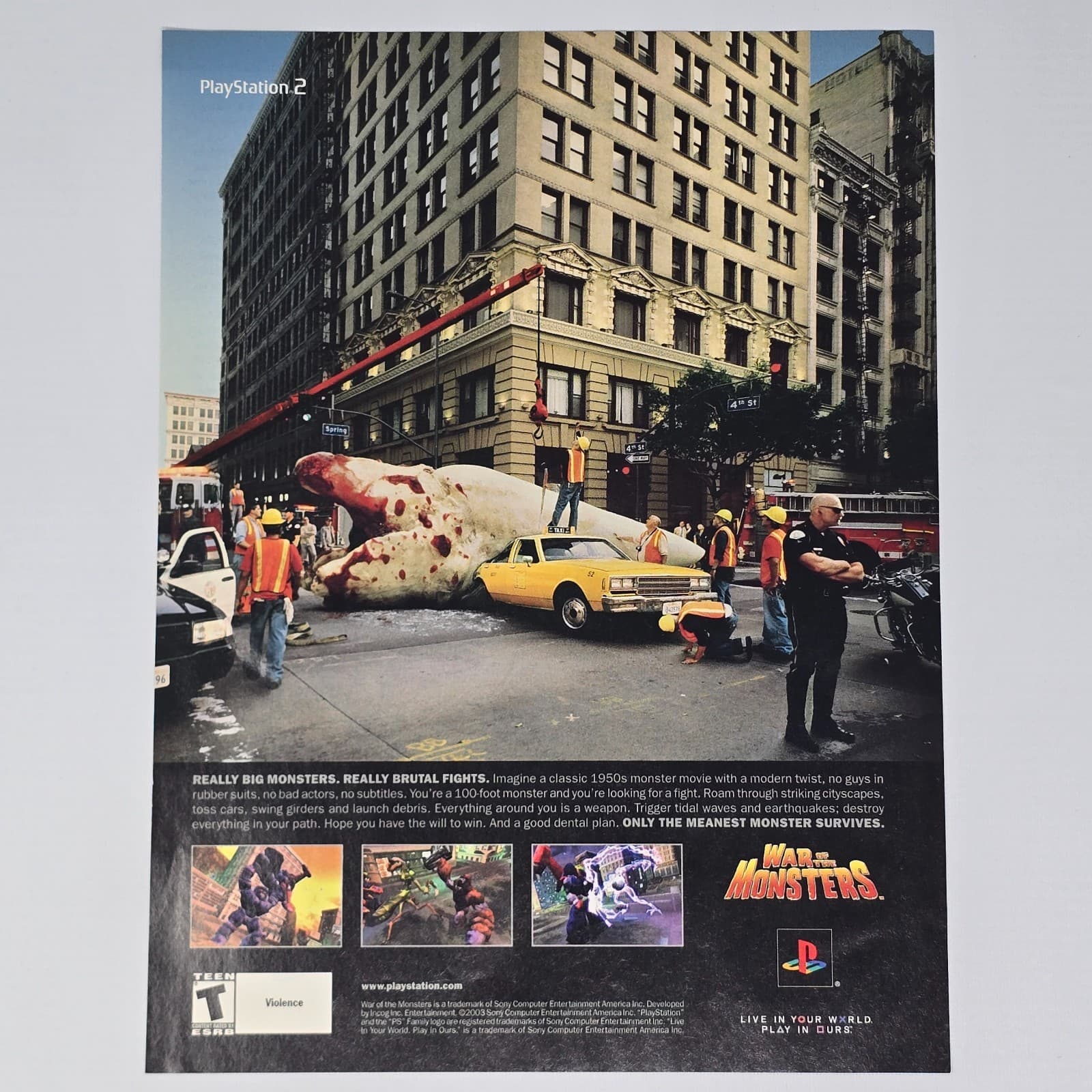 War Of The Monsters PlayStation PS1 Brutal Fights Print Ad/Poster