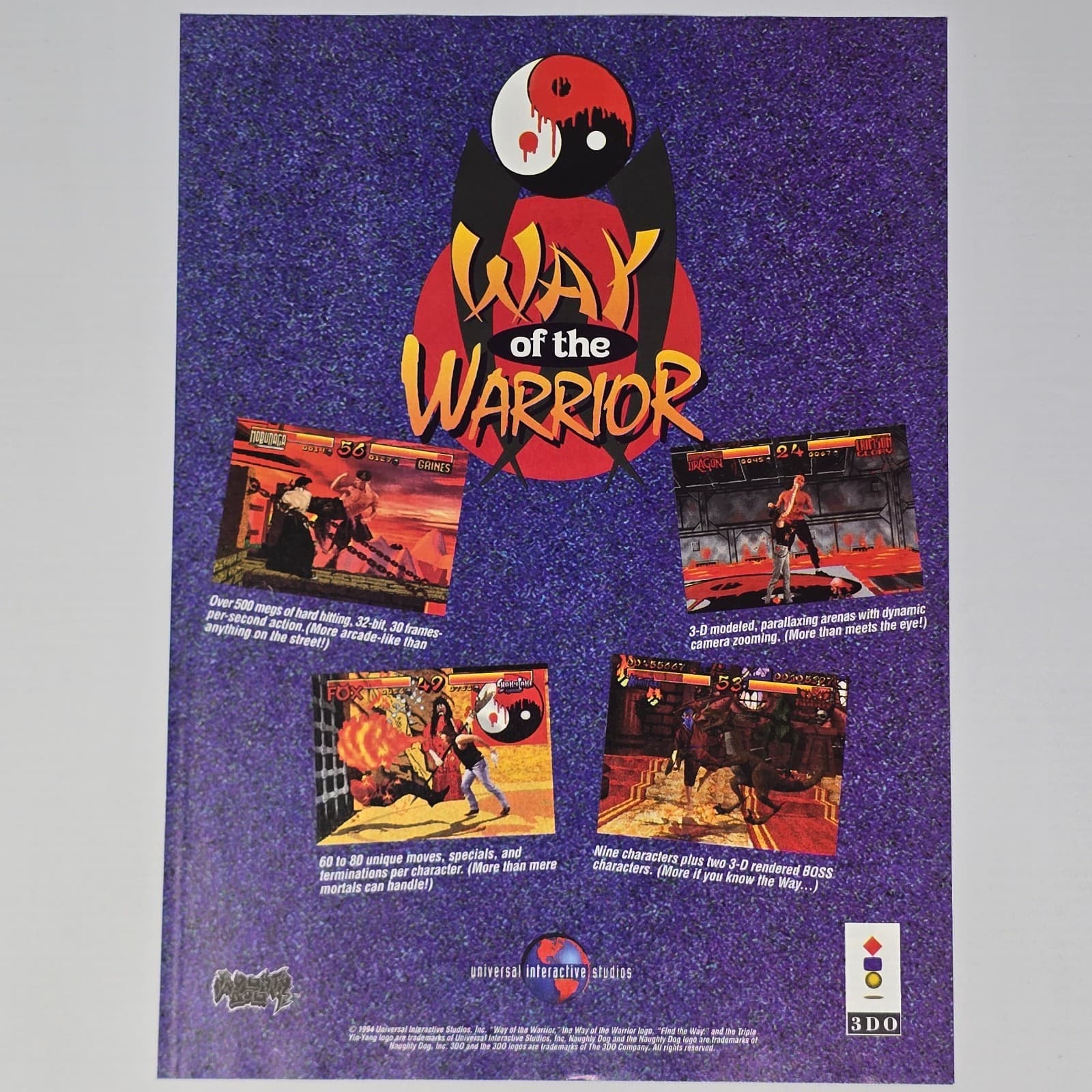 Way Of The Warrior 3DO Hard Hitting Print Ad/Poster