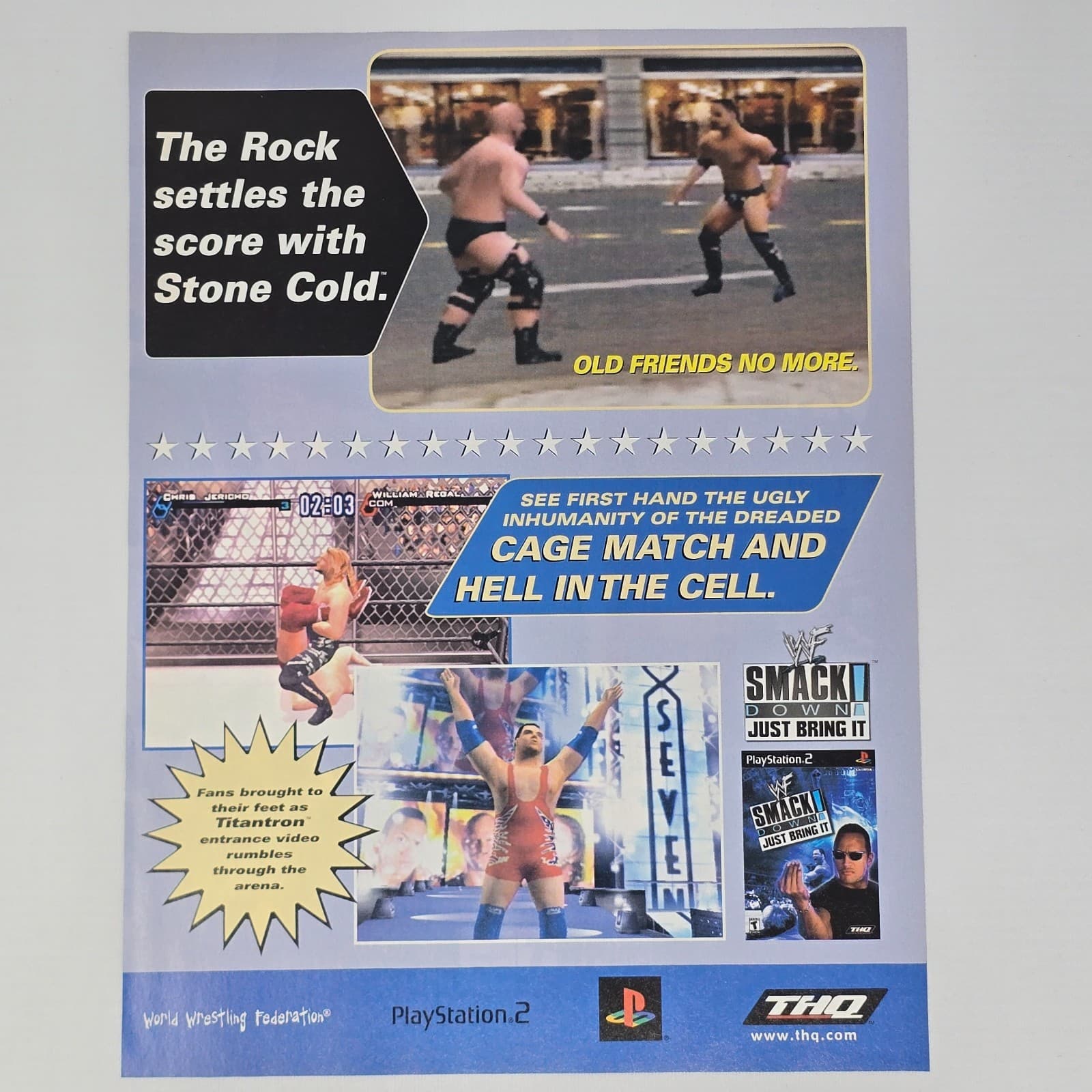 WWF Smackdown Just Bring It PlayStation 2 PS2 Cage Match Print Ad/Poster