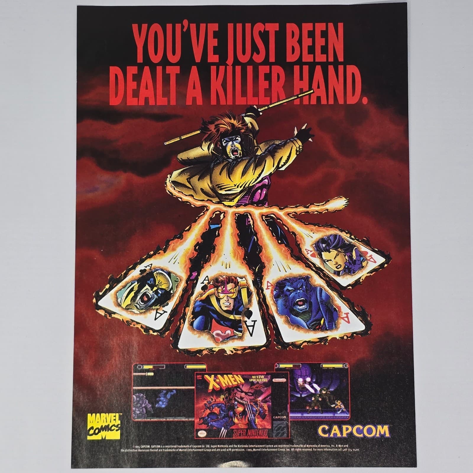 X Men Super Nintendo SNES Killer Hand Print Ad/Poster