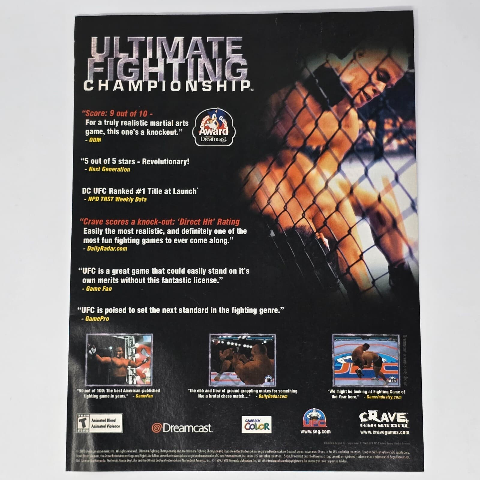 Ultimate Fighting Championship UFC Dreamcast Knockout Print Ad/Poster Promo Art