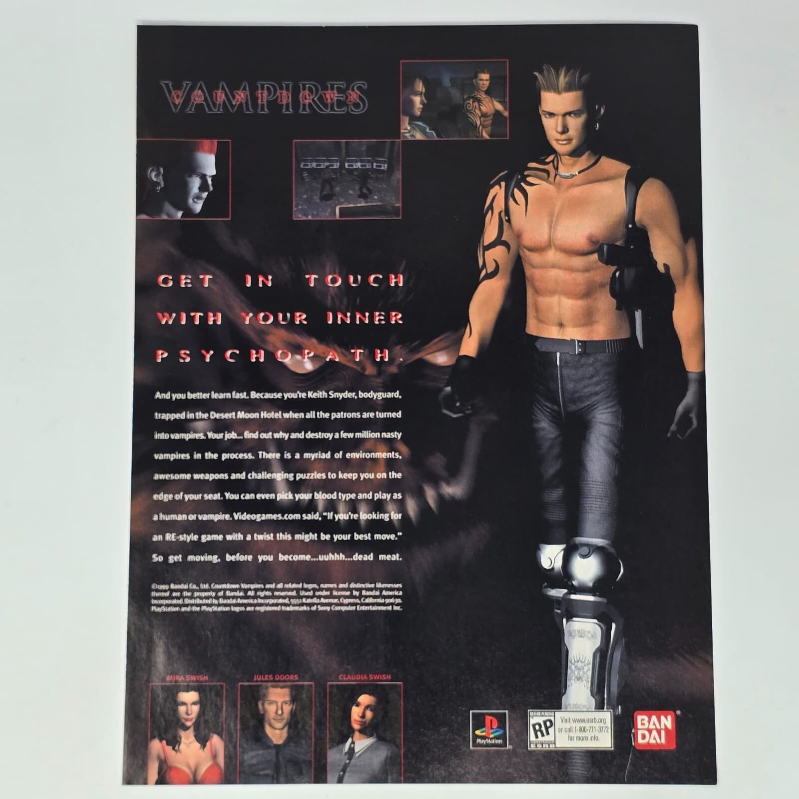 Countdown Vampires Sony PlayStation PS1 Psychopath Print Ad/Poster Promo Art
