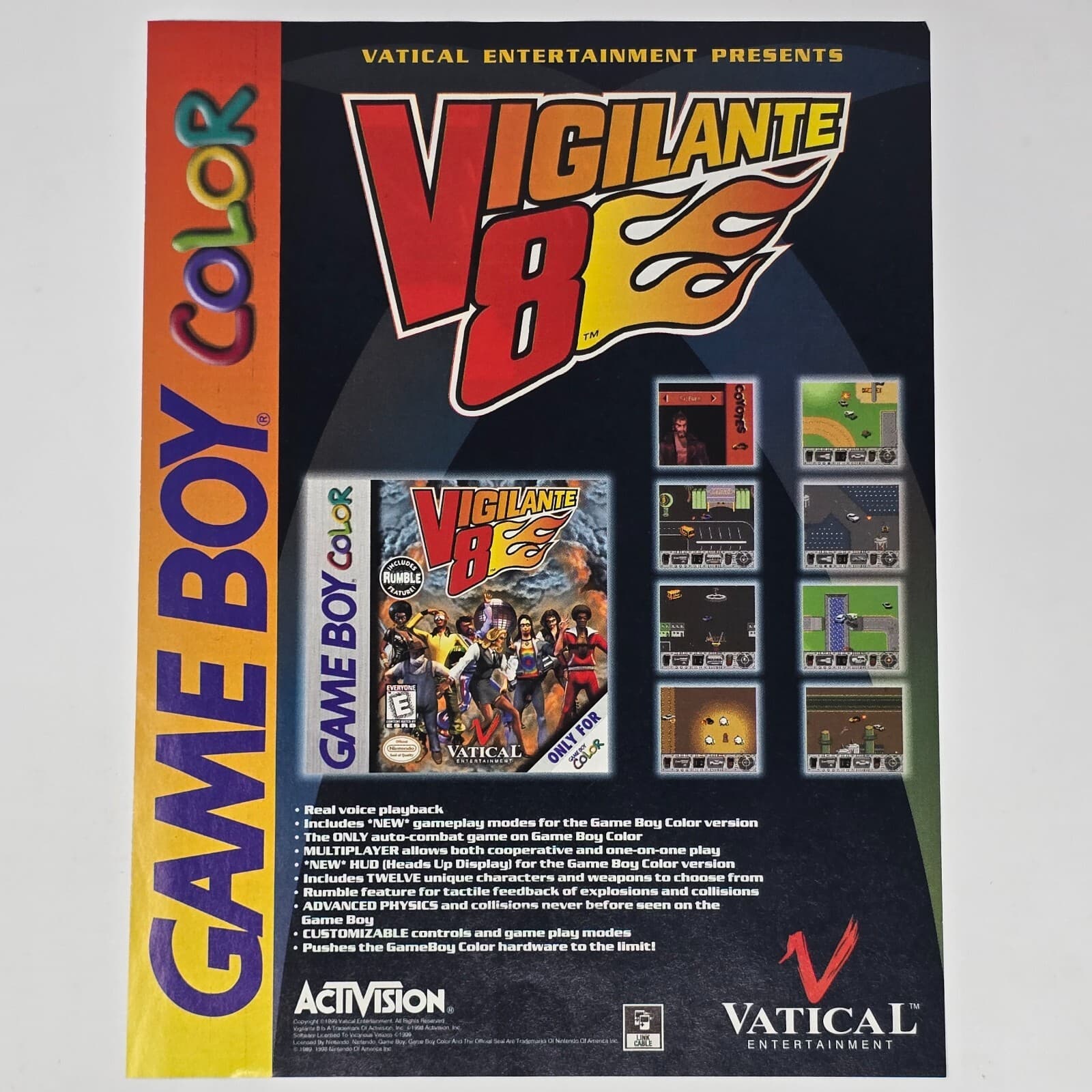 Vigilante 8 Nintendo GameBoy Color Real Voice Print Ad/Poster Promo Art