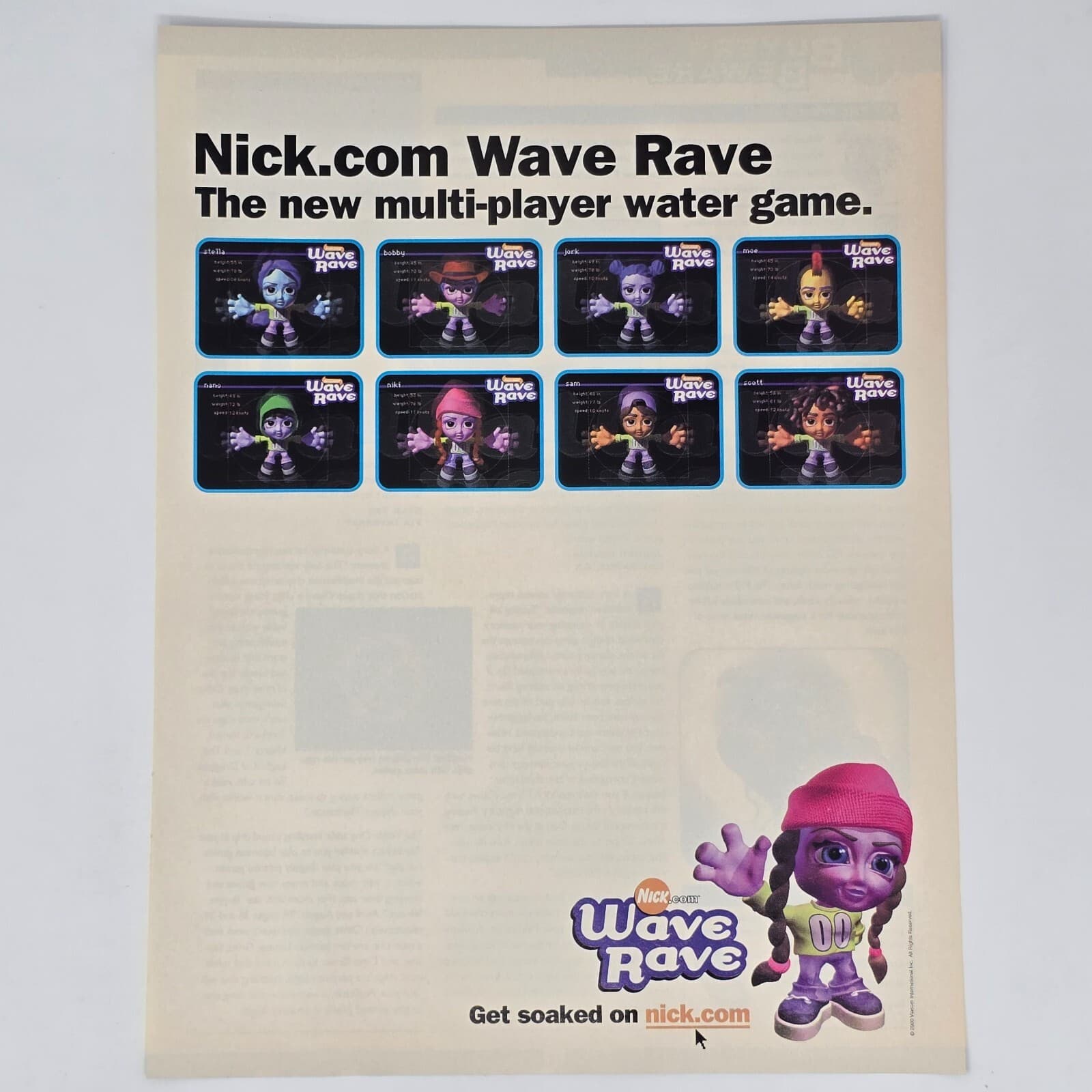 Wave Rave Nick.com Get Soaked Print Ad/Poster Official Promo Art