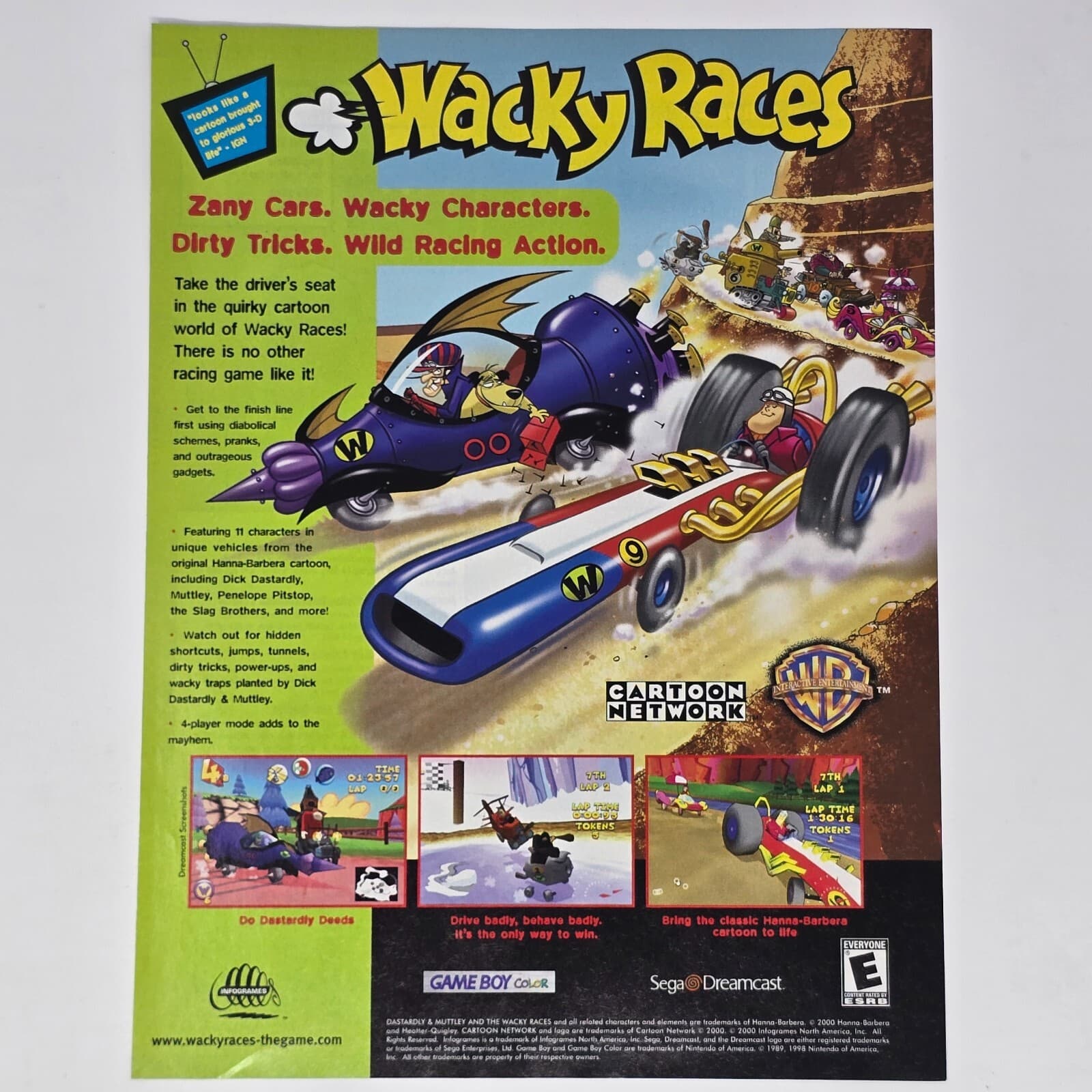 Wacky Races Dreamcast GameBoy Cartoon Network Zany Print Ad/Poster Promo Art
