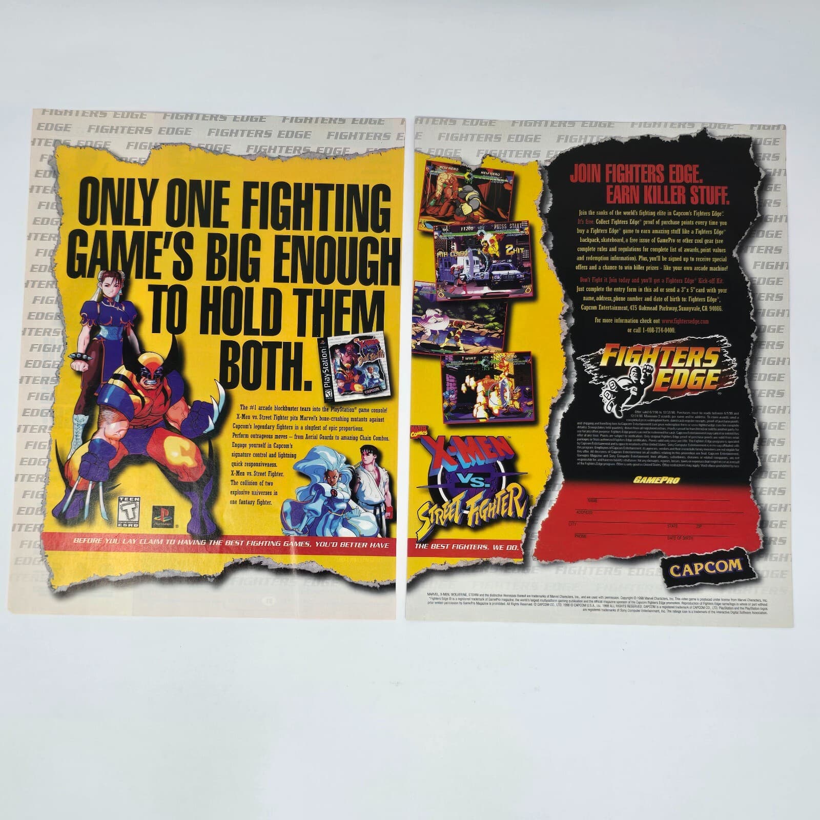 X-Men vs Street Fighter PS1 Marvel Only One Print Ad/Poster Official Promo Art